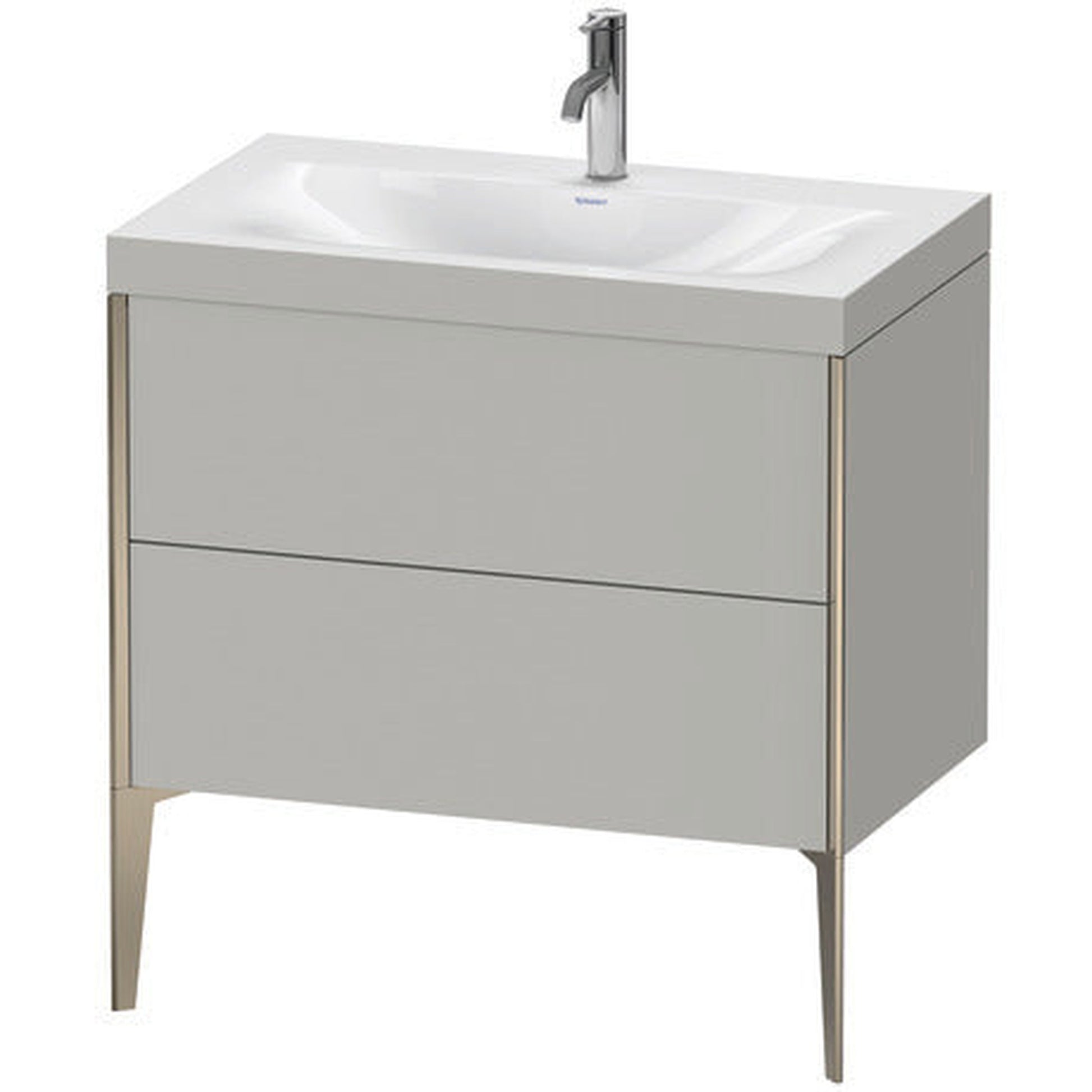 Duravit XViu 31" x 31" x 19" Two Drawer C-Bonded Floorstanding Vanity Kit With One Tap Hole, Concrete Gray (XV4710OB107C)