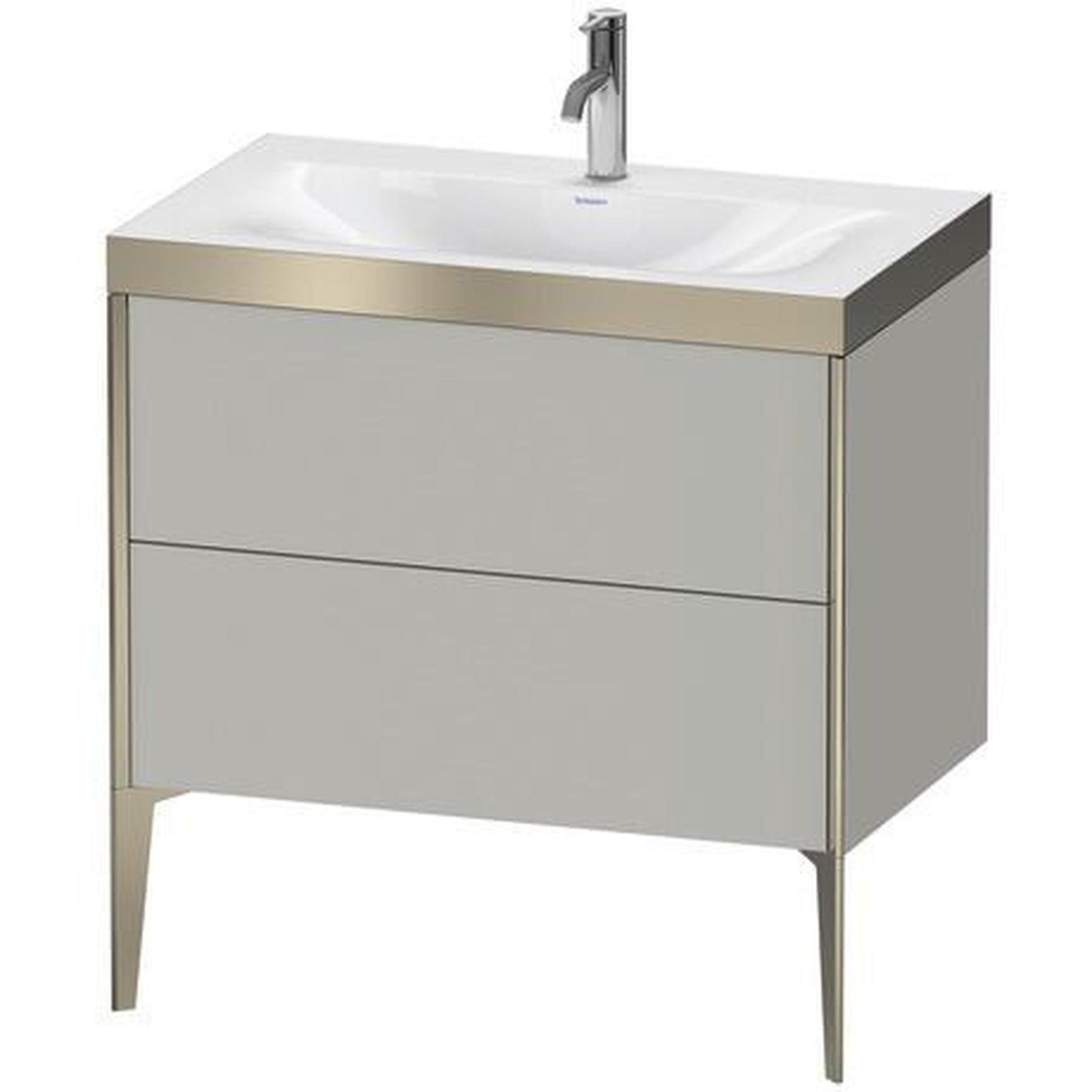 Duravit XViu 31" x 31" x 19" Two Drawer C-Bonded Floorstanding Vanity Kit With One Tap Hole, Concrete Gray (XV4710OB107P)