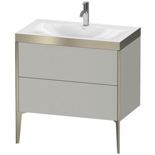 Duravit XViu 31" x 31" x 19" Two Drawer C-Bonded Floorstanding Vanity Kit With One Tap Hole, Concrete Gray (XV4710OB107P)