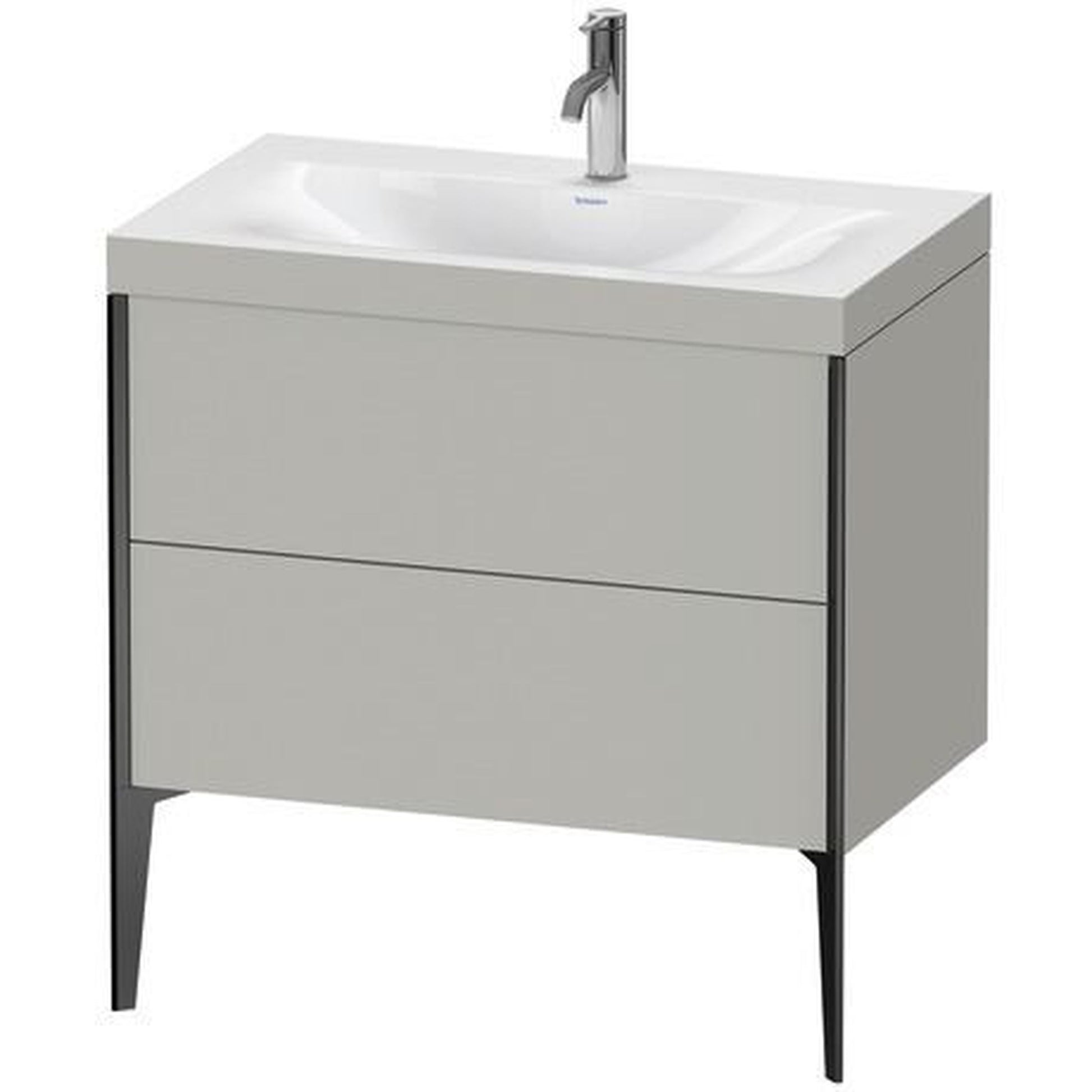 Duravit XViu 31" x 31" x 19" Two Drawer C-Bonded Floorstanding Vanity Kit With One Tap Hole, Concrete Gray (XV4710OB207C)