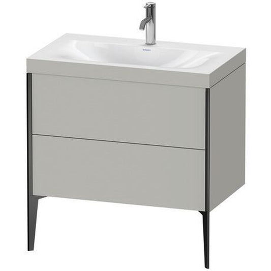 Duravit XViu 31" x 31" x 19" Two Drawer C-Bonded Floorstanding Vanity Kit With One Tap Hole, Concrete Gray (XV4710OB207C)