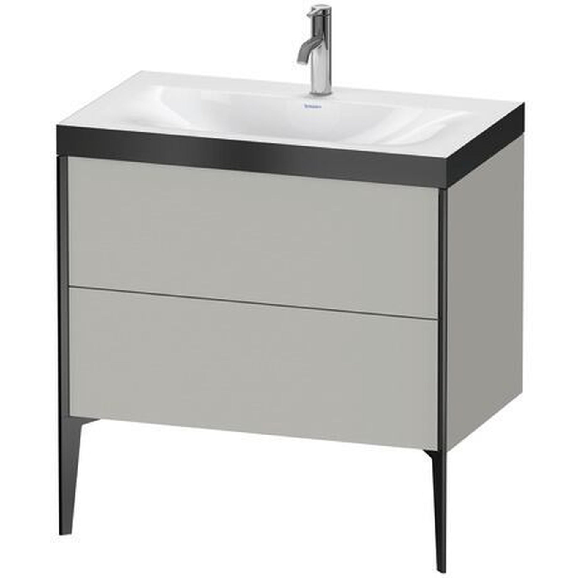 Duravit XViu 31" x 31" x 19" Two Drawer C-Bonded Floorstanding Vanity Kit With One Tap Hole, Concrete Gray (XV4710OB207P)