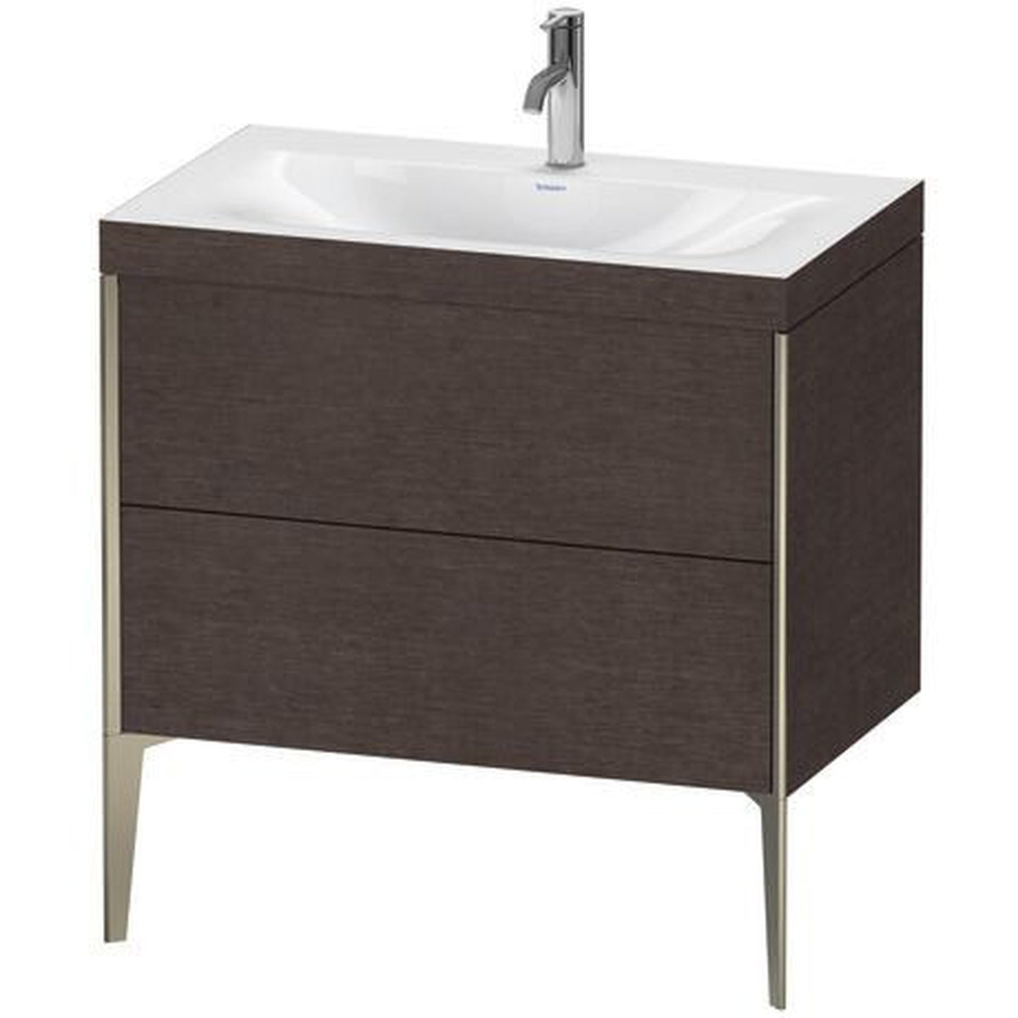 Duravit XViu 31" x 31" x 19" Two Drawer C-Bonded Floorstanding Vanity Kit With One Tap Hole, Dark Brushed Oak (XV4710OB172C)