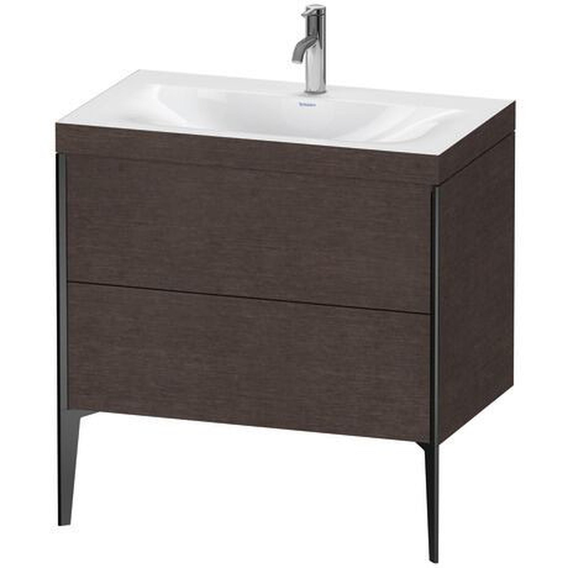 Duravit XViu 31" x 31" x 19" Two Drawer C-Bonded Floorstanding Vanity Kit With One Tap Hole, Dark Brushed Oak (XV4710OB272C)