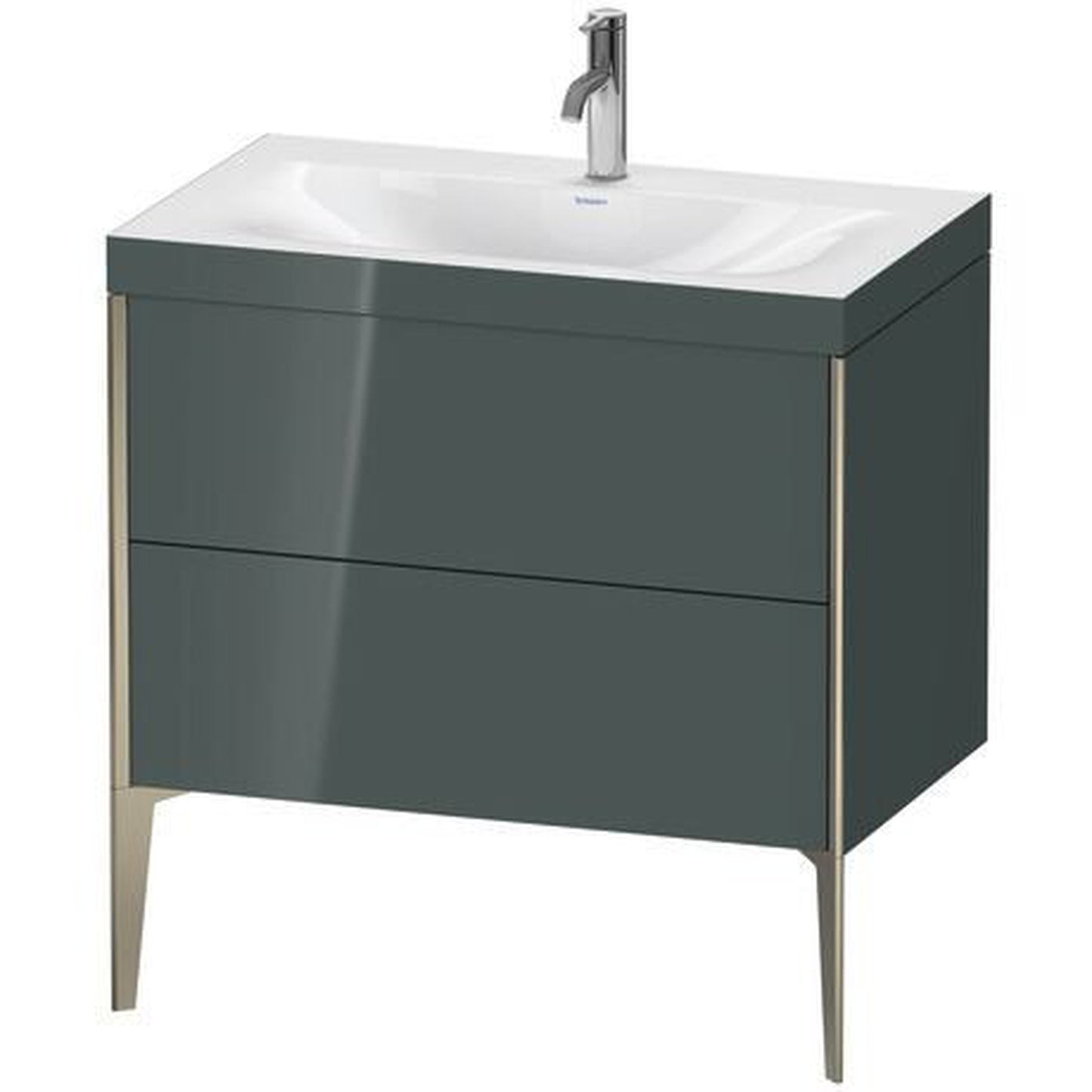 Duravit XViu 31" x 31" x 19" Two Drawer C-Bonded Floorstanding Vanity Kit With One Tap Hole, Dolomite Gray (XV4710OB138C)