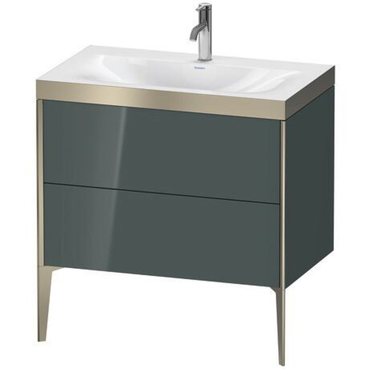 Duravit XViu 31" x 31" x 19" Two Drawer C-Bonded Floorstanding Vanity Kit With One Tap Hole, Dolomite Gray (XV4710OB138P)