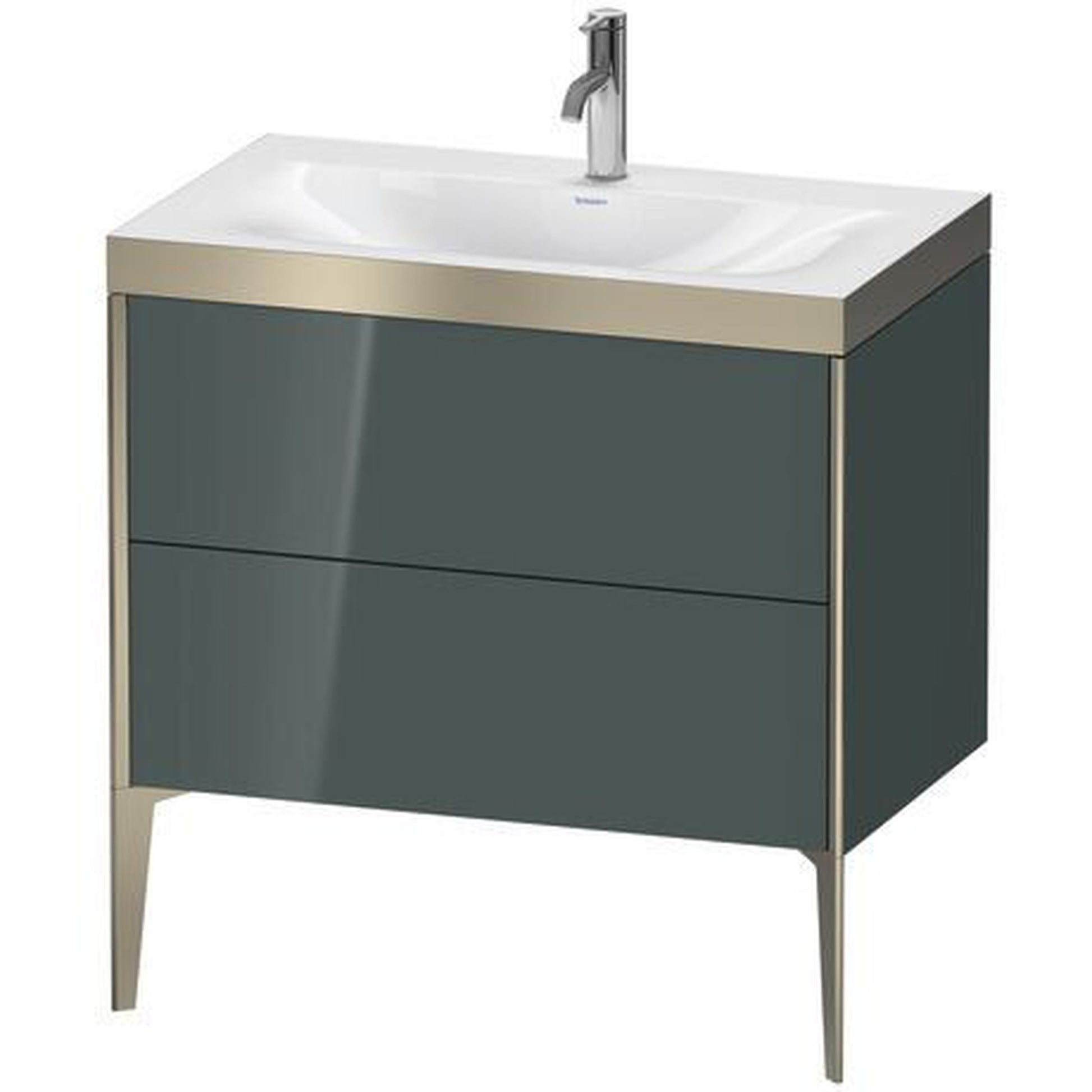 Duravit XViu 31" x 31" x 19" Two Drawer C-Bonded Floorstanding Vanity Kit With One Tap Hole, Dolomite Gray (XV4710OB138P)