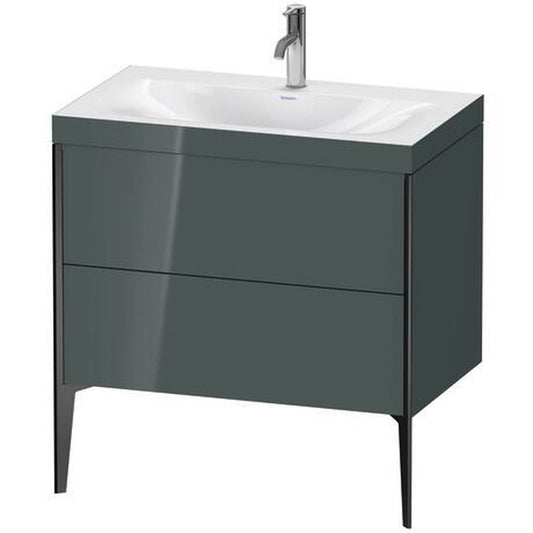 Duravit XViu 31" x 31" x 19" Two Drawer C-Bonded Floorstanding Vanity Kit With One Tap Hole, Dolomite Gray (XV4710OB238C)