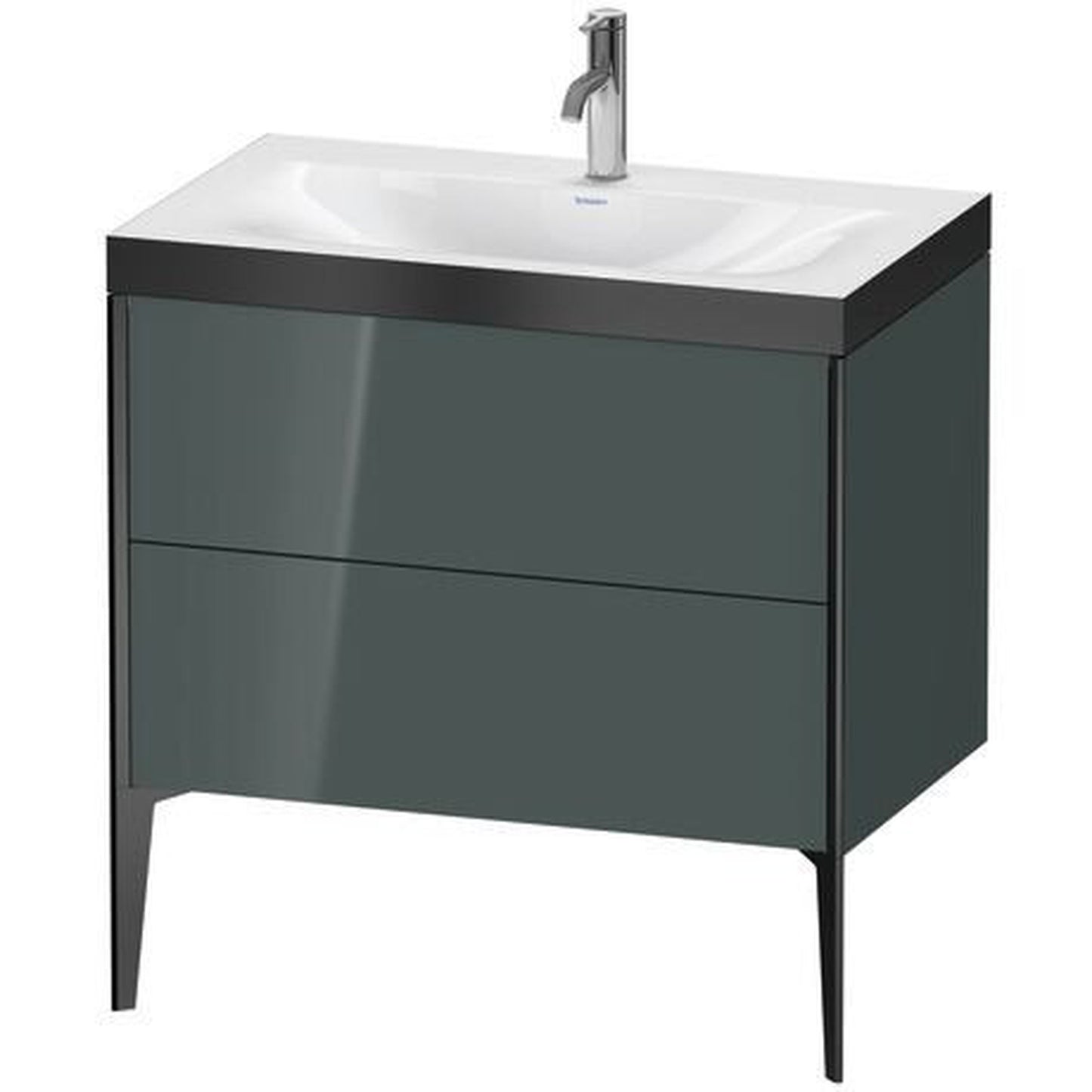 Duravit XViu 31" x 31" x 19" Two Drawer C-Bonded Floorstanding Vanity Kit With One Tap Hole, Dolomite Gray (XV4710OB238P)
