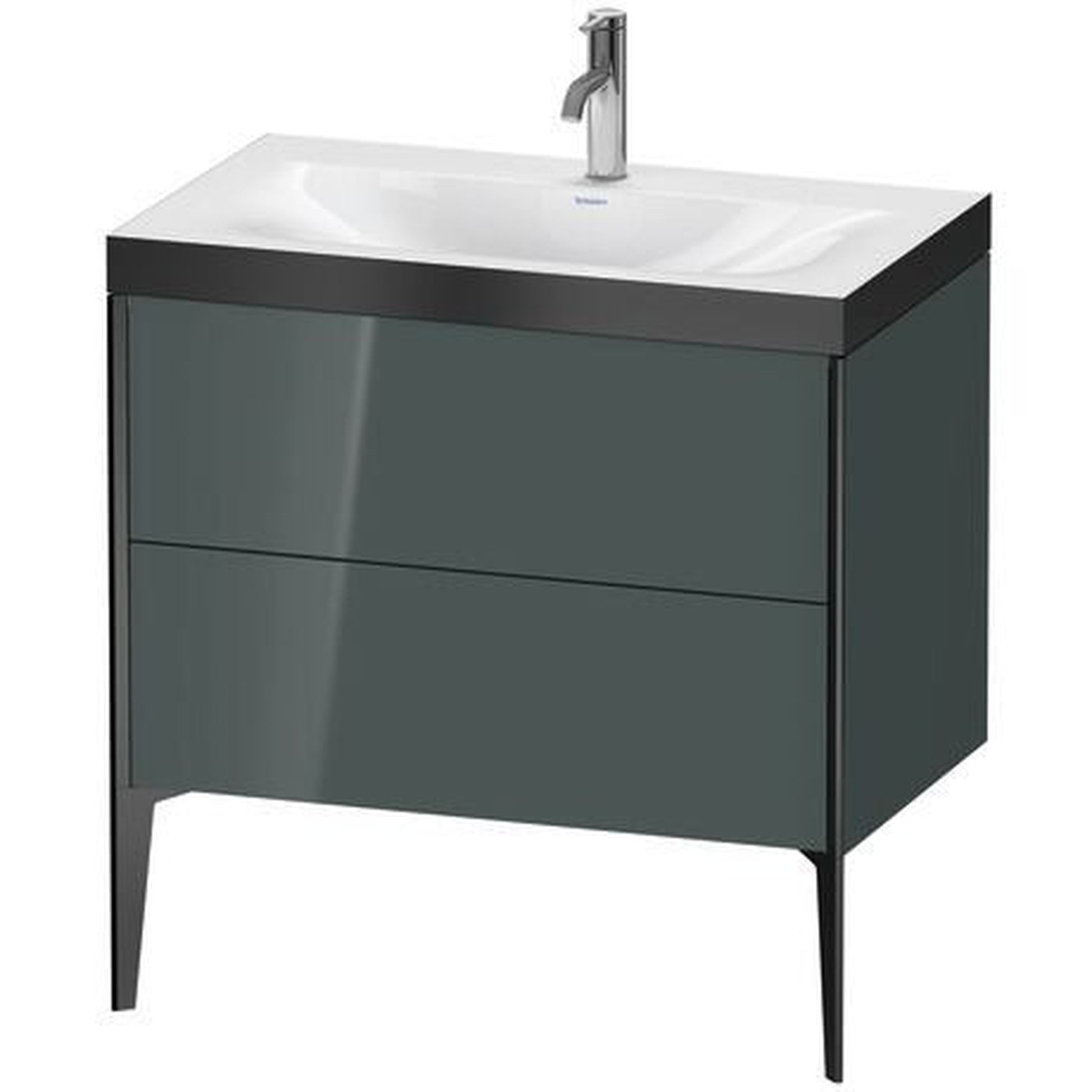 Duravit XViu 31" x 31" x 19" Two Drawer C-Bonded Floorstanding Vanity Kit With One Tap Hole, Dolomite Gray (XV4710OB238P)
