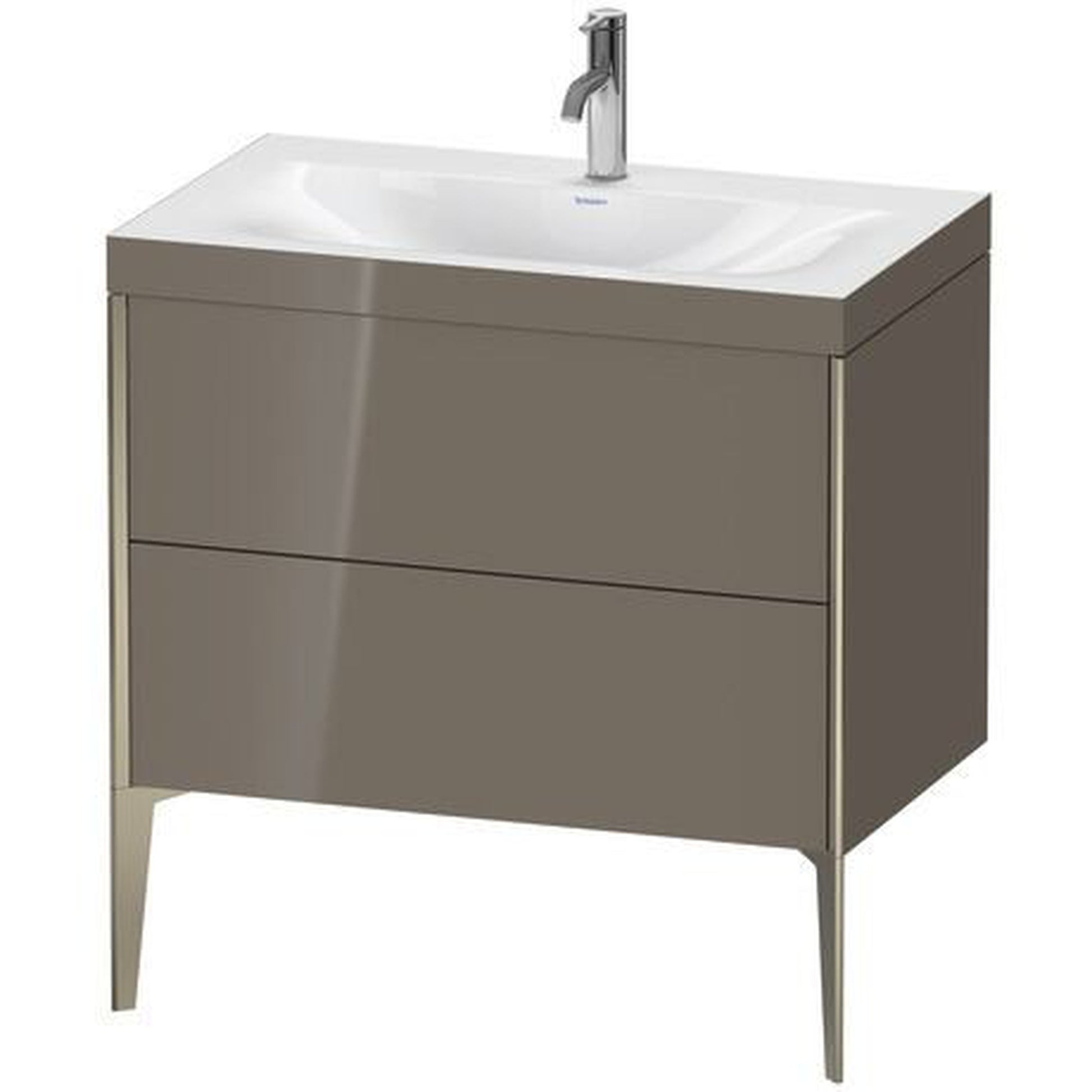 Duravit XViu 31" x 31" x 19" Two Drawer C-Bonded Floorstanding Vanity Kit With One Tap Hole, Flannel Gray (XV4710OB189C)