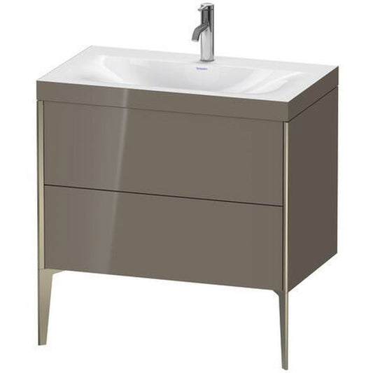 Duravit XViu 31" x 31" x 19" Two Drawer C-Bonded Floorstanding Vanity Kit With One Tap Hole, Flannel Gray (XV4710OB189C)