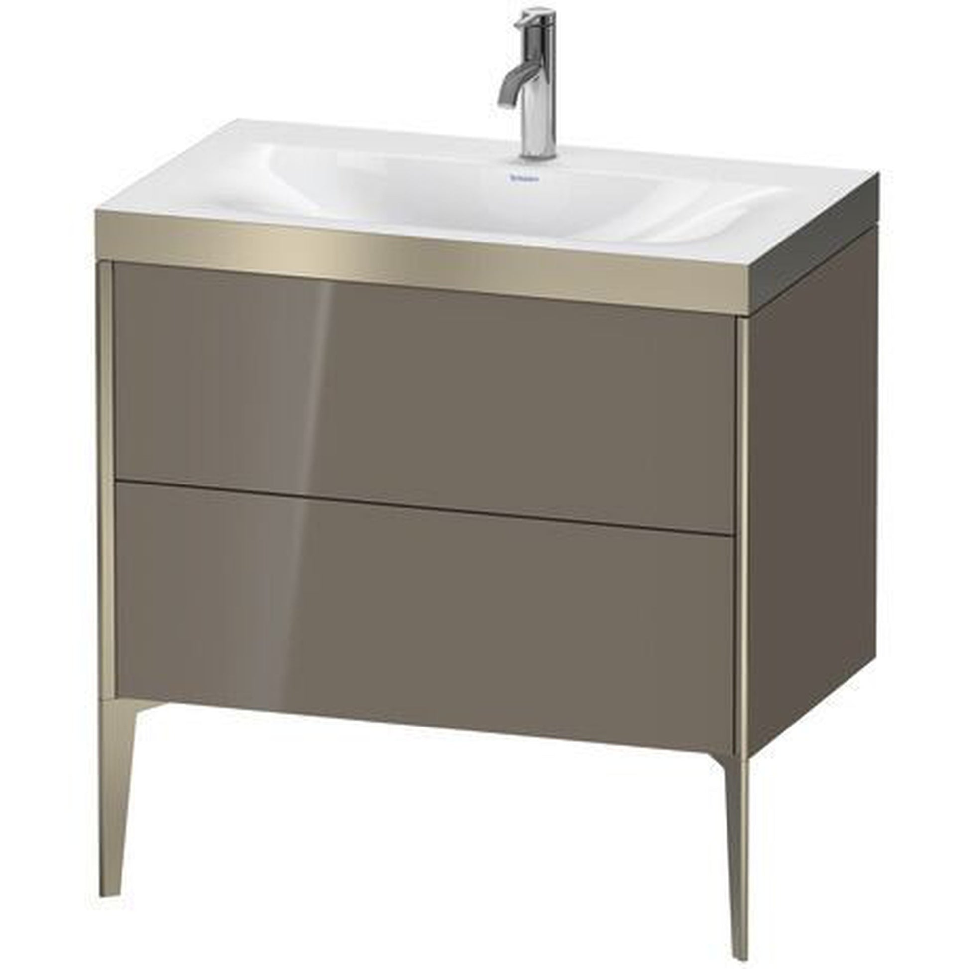 Duravit XViu 31" x 31" x 19" Two Drawer C-Bonded Floorstanding Vanity Kit With One Tap Hole, Flannel Gray (XV4710OB189P)