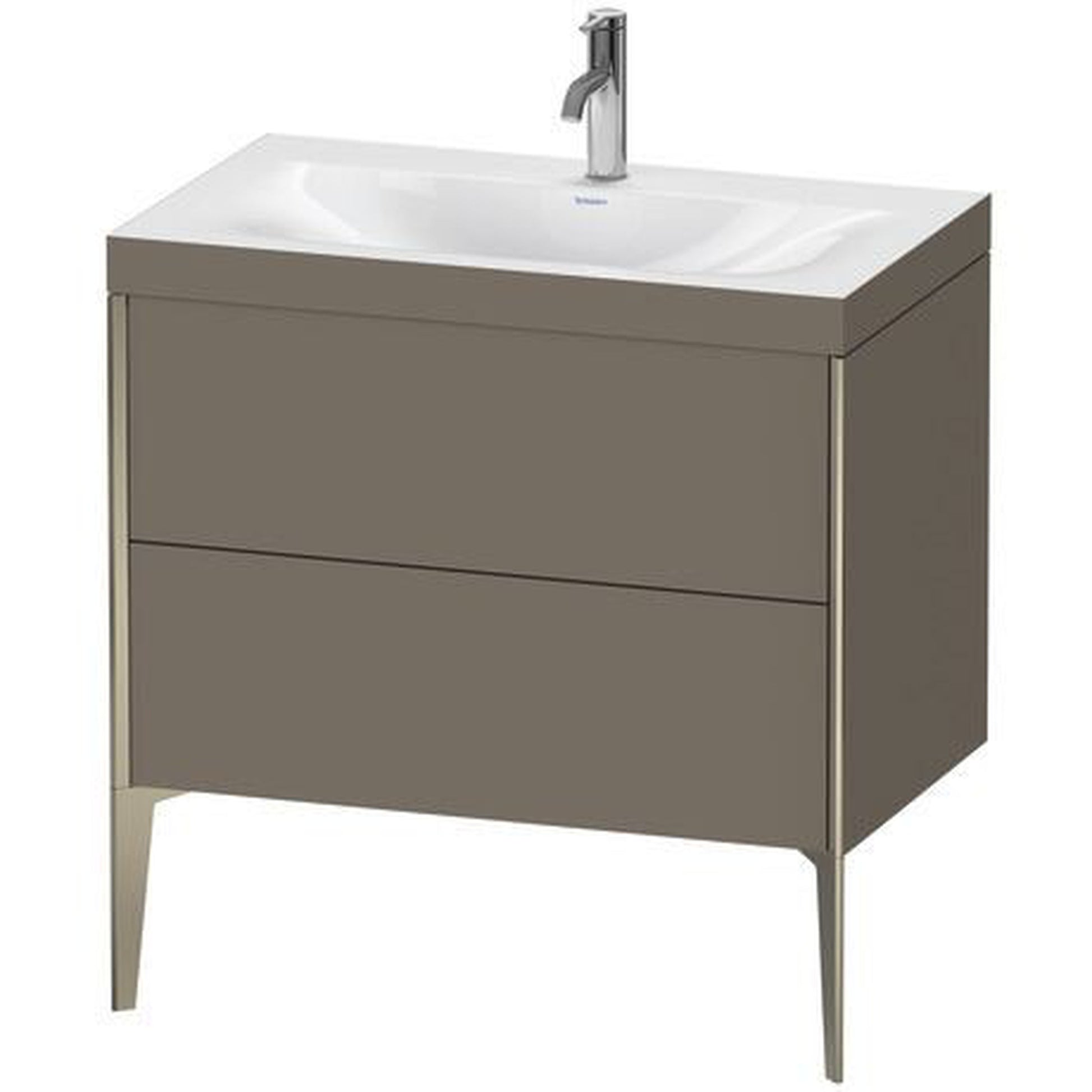 Duravit XViu 31" x 31" x 19" Two Drawer C-Bonded Floorstanding Vanity Kit With One Tap Hole, Flannel Gray (XV4710OB190C)