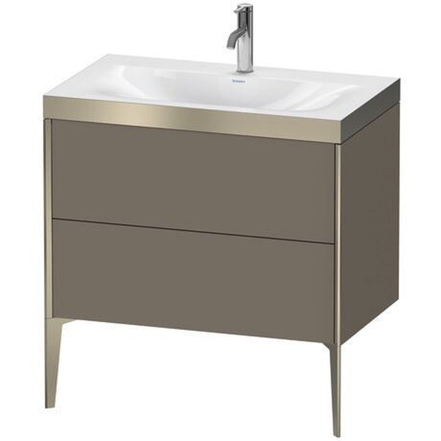 Duravit XViu 31" x 31" x 19" Two Drawer C-Bonded Floorstanding Vanity Kit With One Tap Hole, Flannel Gray (XV4710OB190P)