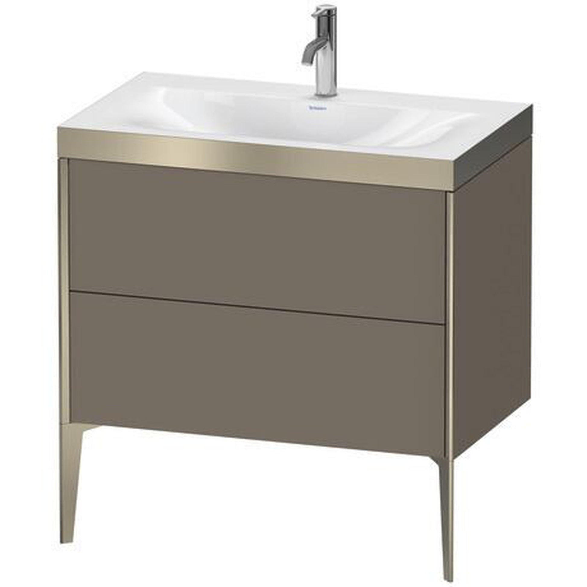 Duravit XViu 31" x 31" x 19" Two Drawer C-Bonded Floorstanding Vanity Kit With One Tap Hole, Flannel Gray (XV4710OB190P)