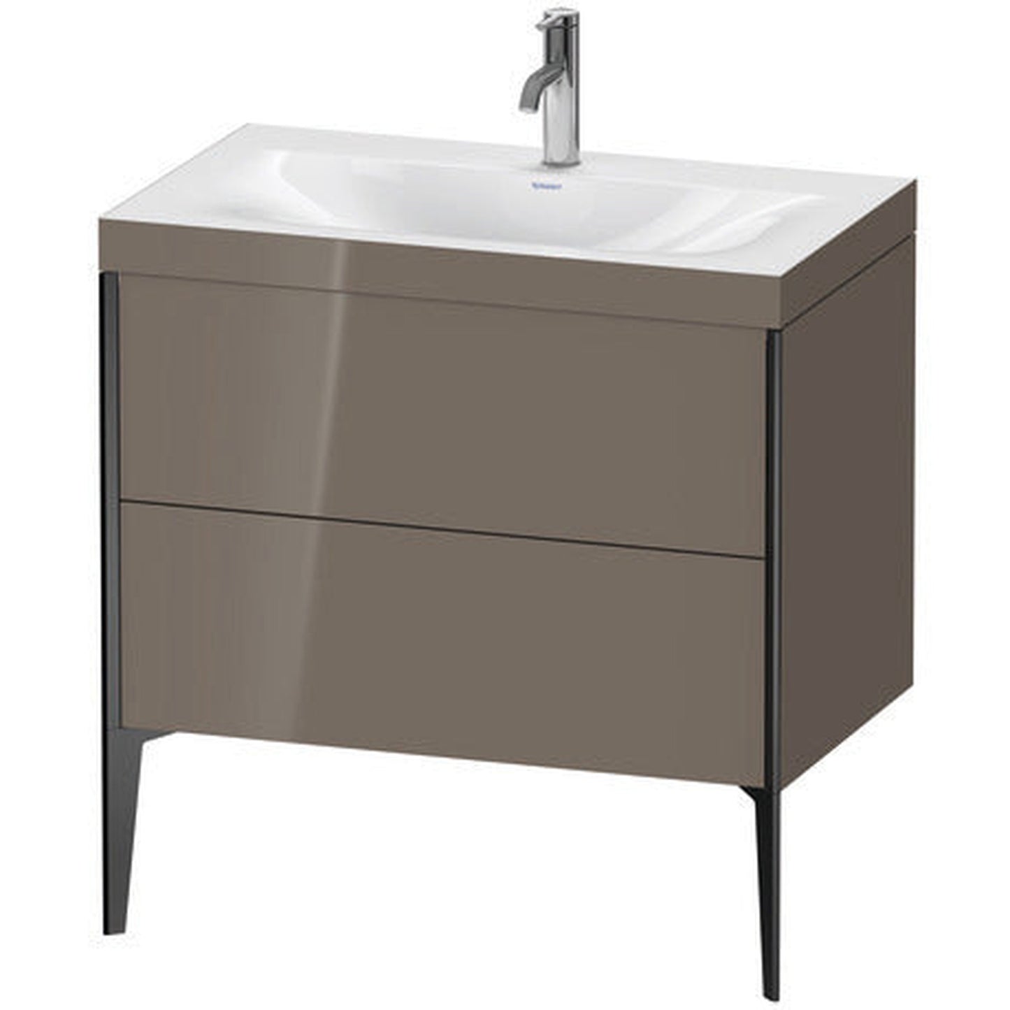 Duravit XViu 31" x 31" x 19" Two Drawer C-Bonded Floorstanding Vanity Kit With One Tap Hole, Flannel Gray (XV4710OB289C)