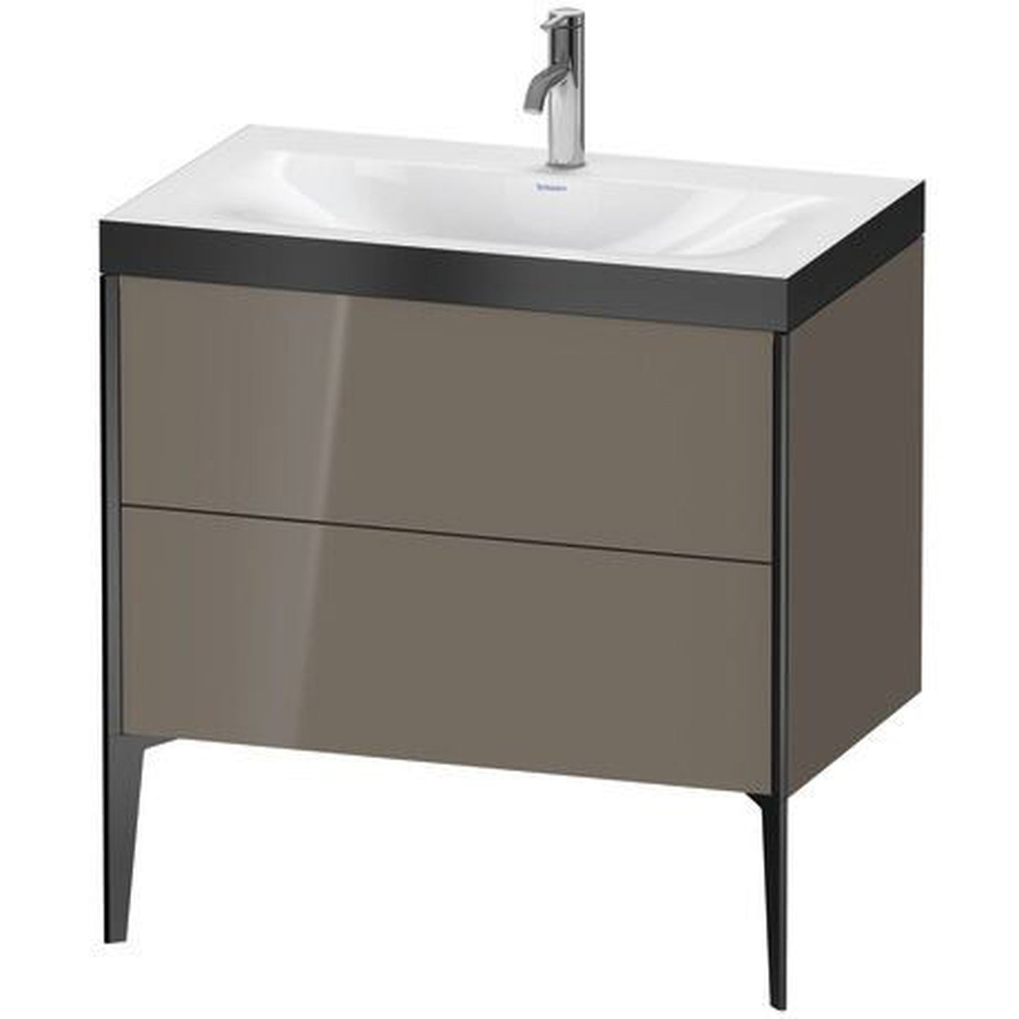 Duravit XViu 31" x 31" x 19" Two Drawer C-Bonded Floorstanding Vanity Kit With One Tap Hole, Flannel Gray (XV4710OB289P)