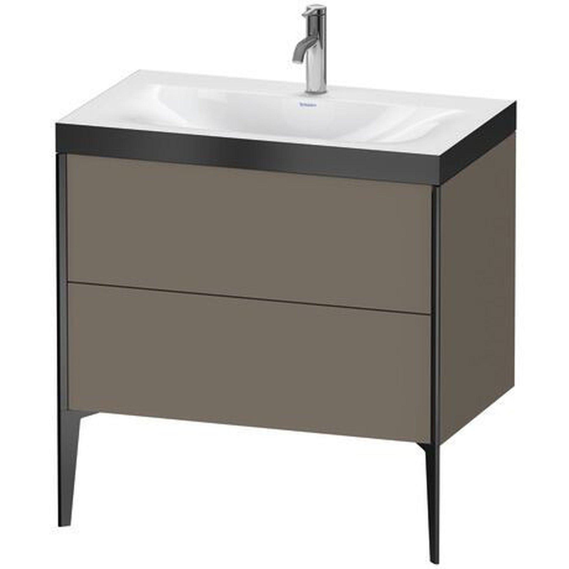 Duravit XViu 31" x 31" x 19" Two Drawer C-Bonded Floorstanding Vanity Kit With One Tap Hole, Flannel Gray (XV4710OB290P)