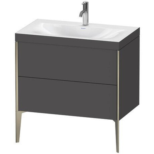 Duravit XViu 31" x 31" x 19" Two Drawer C-Bonded Floorstanding Vanity Kit With One Tap Hole, Graphite (XV4710OB149C)
