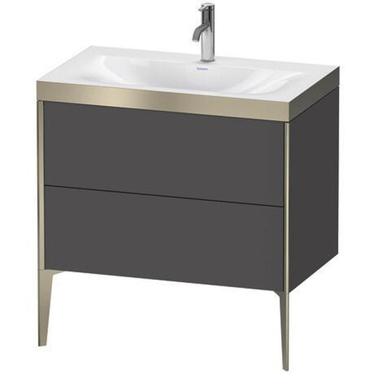 Duravit XViu 31" x 31" x 19" Two Drawer C-Bonded Floorstanding Vanity Kit With One Tap Hole, Graphite (XV4710OB149P)