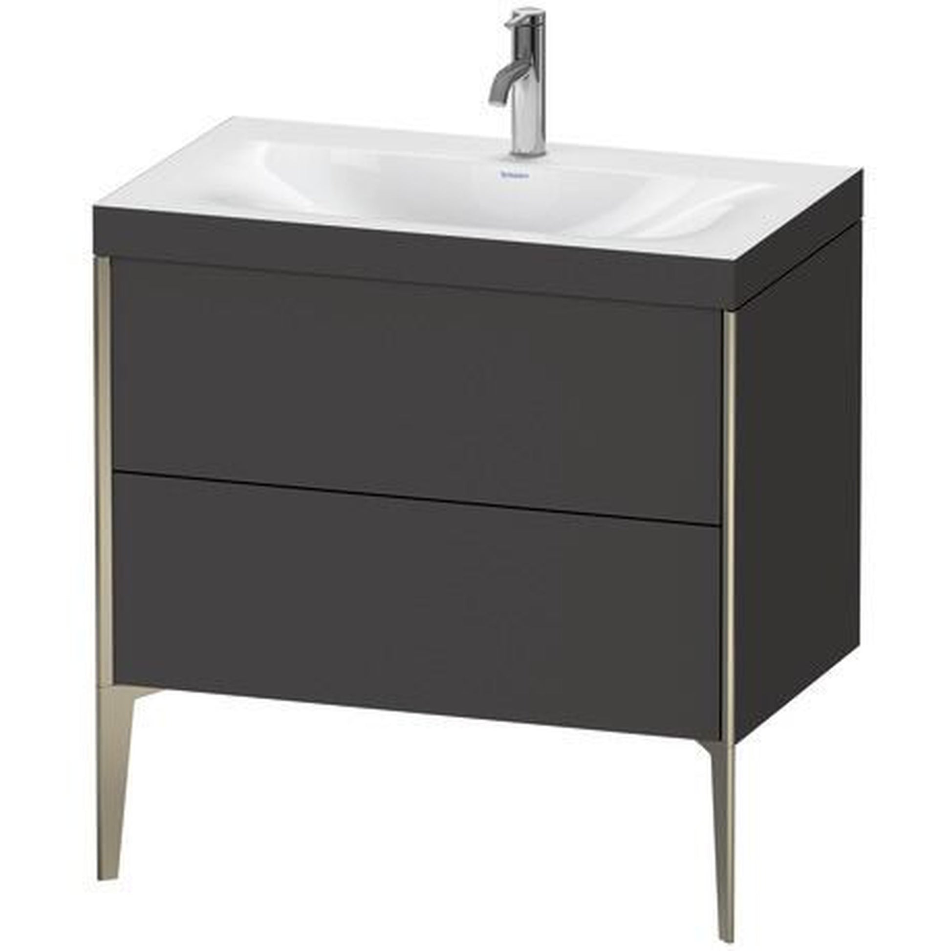 Duravit XViu 31" x 31" x 19" Two Drawer C-Bonded Floorstanding Vanity Kit With One Tap Hole, Graphite (XV4710OB180C)