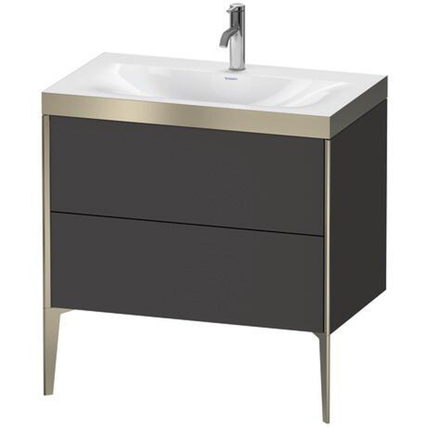 Duravit XViu 31" x 31" x 19" Two Drawer C-Bonded Floorstanding Vanity Kit With One Tap Hole, Graphite (XV4710OB180P)