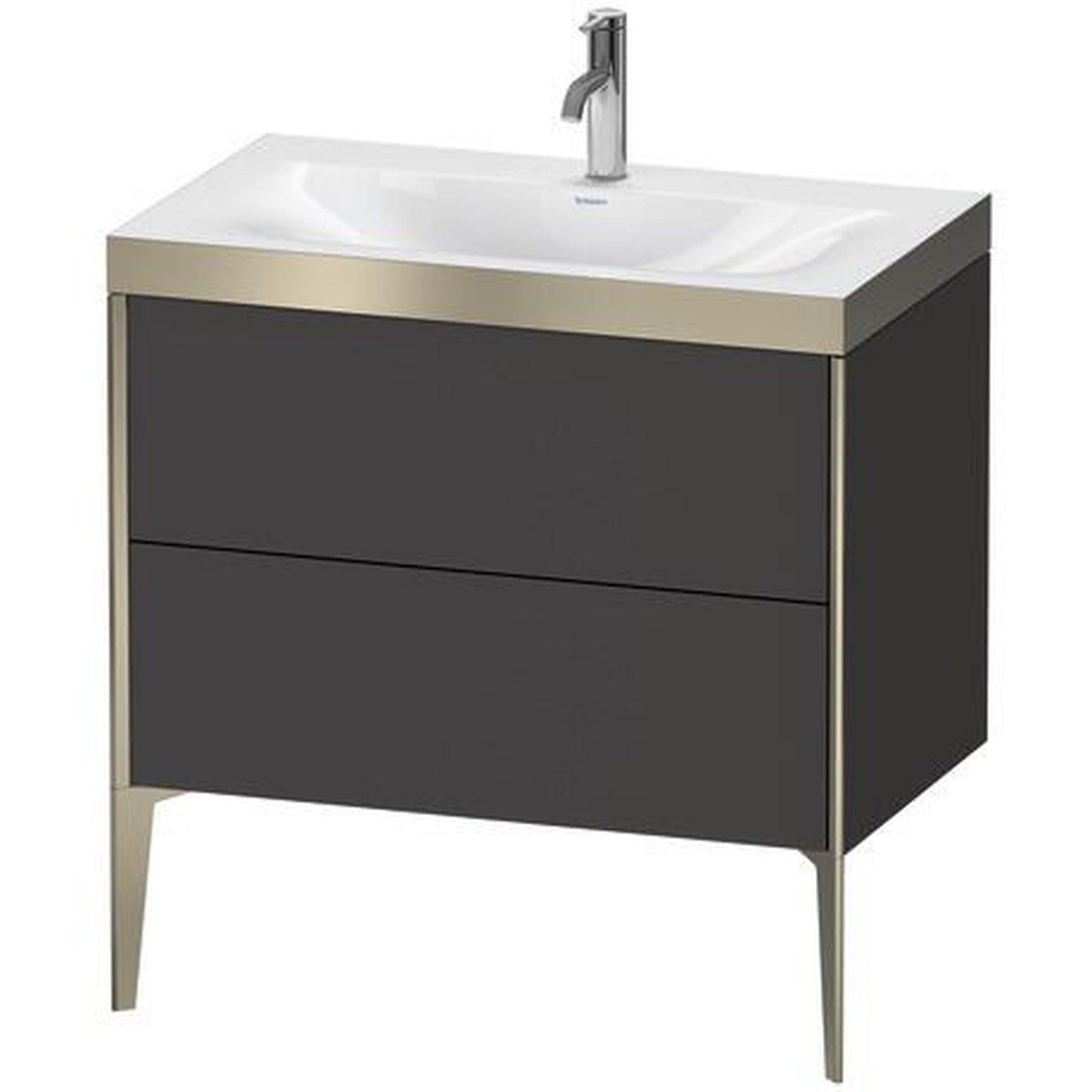 Duravit XViu 31" x 31" x 19" Two Drawer C-Bonded Floorstanding Vanity Kit With One Tap Hole, Graphite (XV4710OB180P)