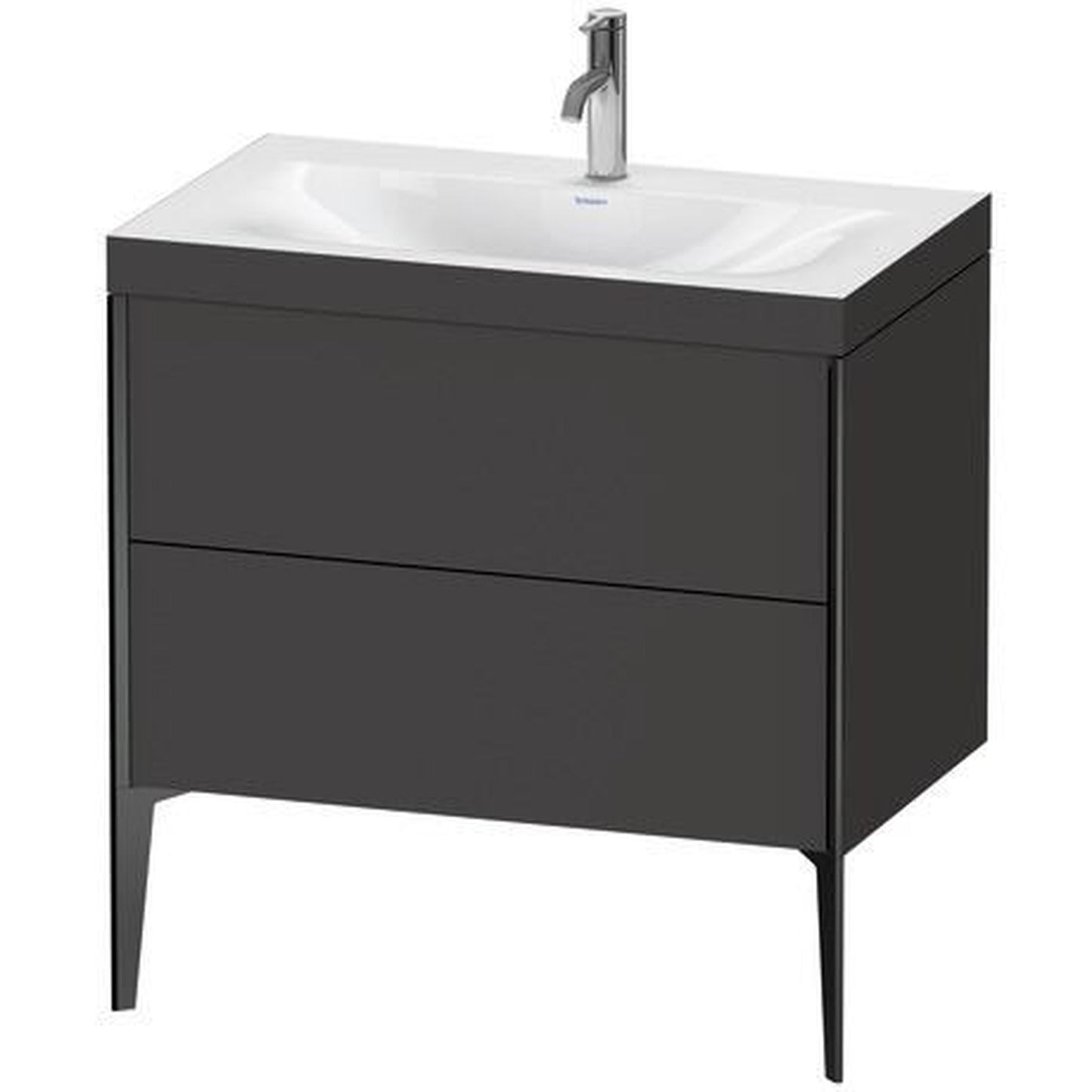 Duravit XViu 31" x 31" x 19" Two Drawer C-Bonded Floorstanding Vanity Kit With One Tap Hole, Graphite (XV4710OB280C)