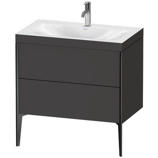 Duravit XViu 31" x 31" x 19" Two Drawer C-Bonded Floorstanding Vanity Kit With One Tap Hole, Graphite (XV4710OB280C)