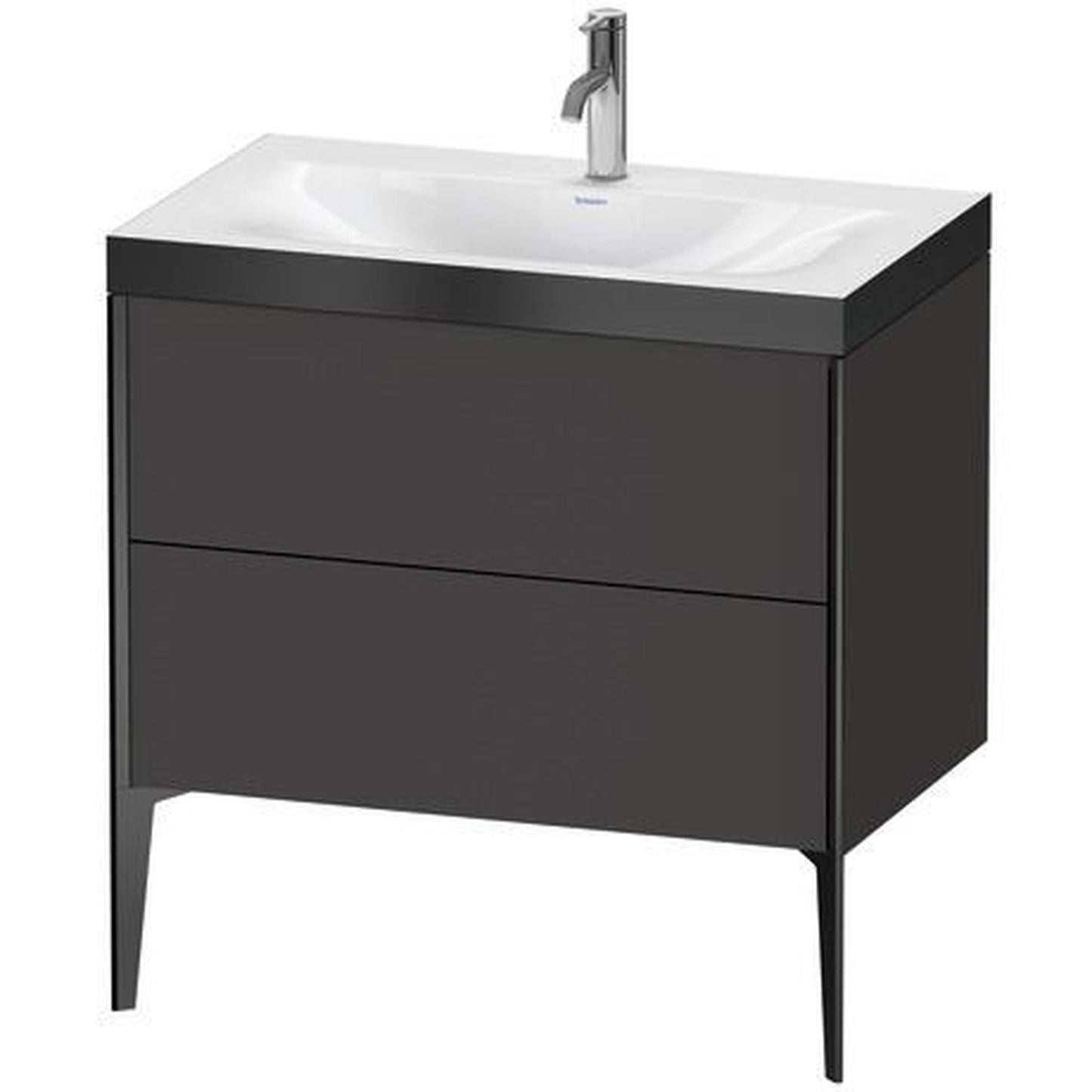 Duravit XViu 31" x 31" x 19" Two Drawer C-Bonded Floorstanding Vanity Kit With One Tap Hole, Graphite (XV4710OB280P)