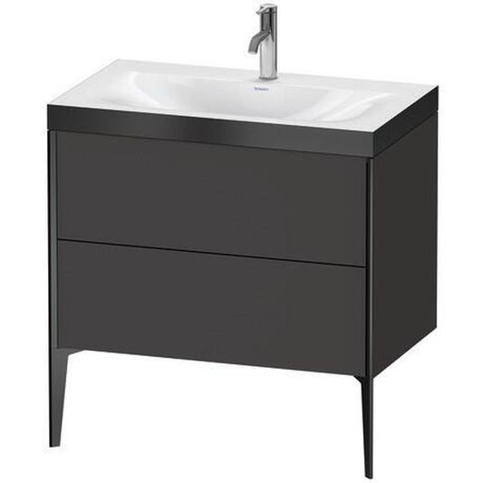 Duravit XViu 31" x 31" x 19" Two Drawer C-Bonded Floorstanding Vanity Kit With One Tap Hole, Graphite (XV4710OB280P)