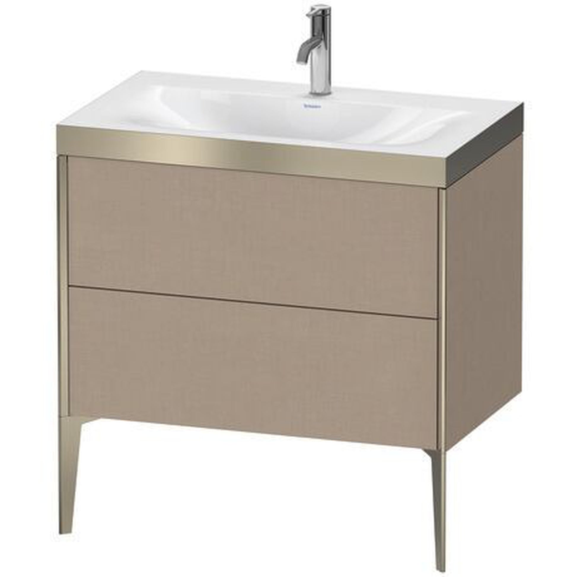 Duravit XViu 31" x 31" x 19" Two Drawer C-Bonded Floorstanding Vanity Kit With One Tap Hole, Linen (XV4710OB175P)