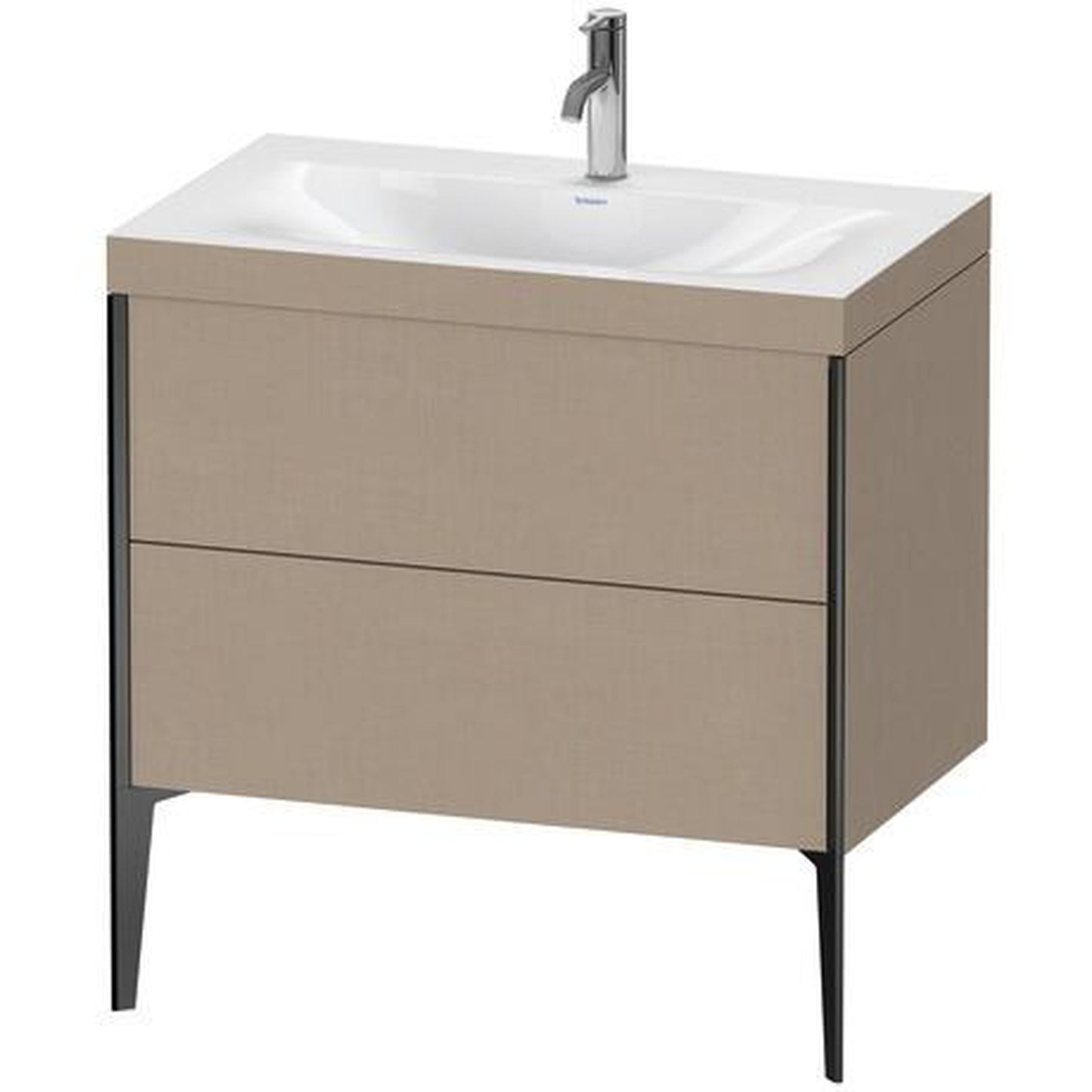 Duravit XViu 31" x 31" x 19" Two Drawer C-Bonded Floorstanding Vanity Kit With One Tap Hole, Linen (XV4710OB275C)