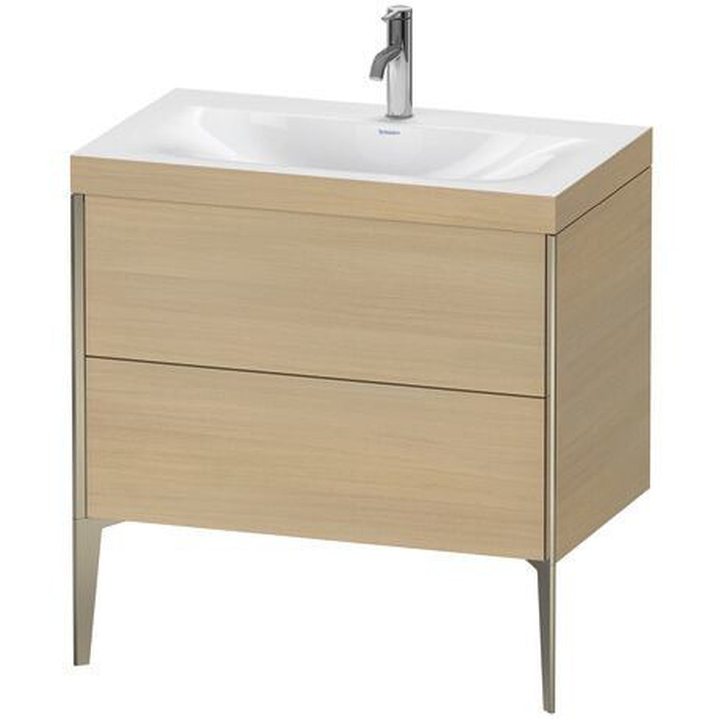 Duravit XViu 31" x 31" x 19" Two Drawer C-Bonded Floorstanding Vanity Kit With One Tap Hole, Mediterranean Oak (XV4710OB171C)