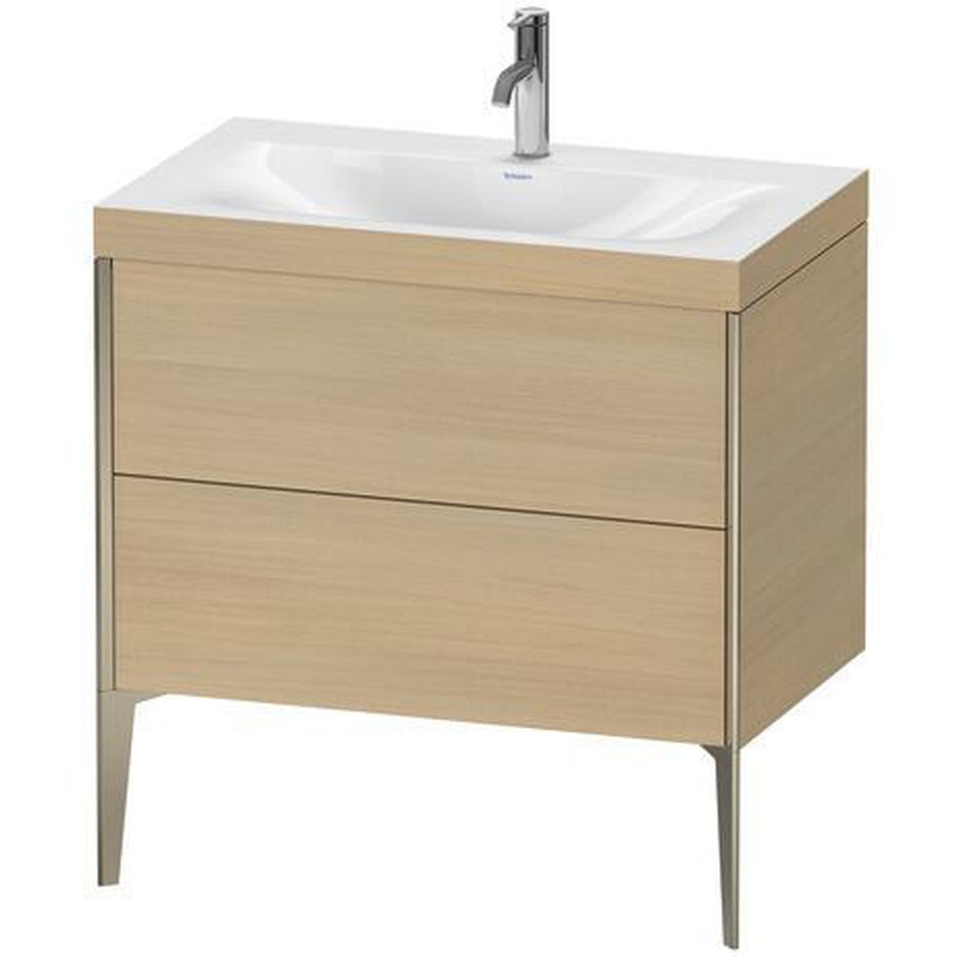 Duravit XViu 31" x 31" x 19" Two Drawer C-Bonded Floorstanding Vanity Kit With One Tap Hole, Mediterranean Oak (XV4710OB171C)