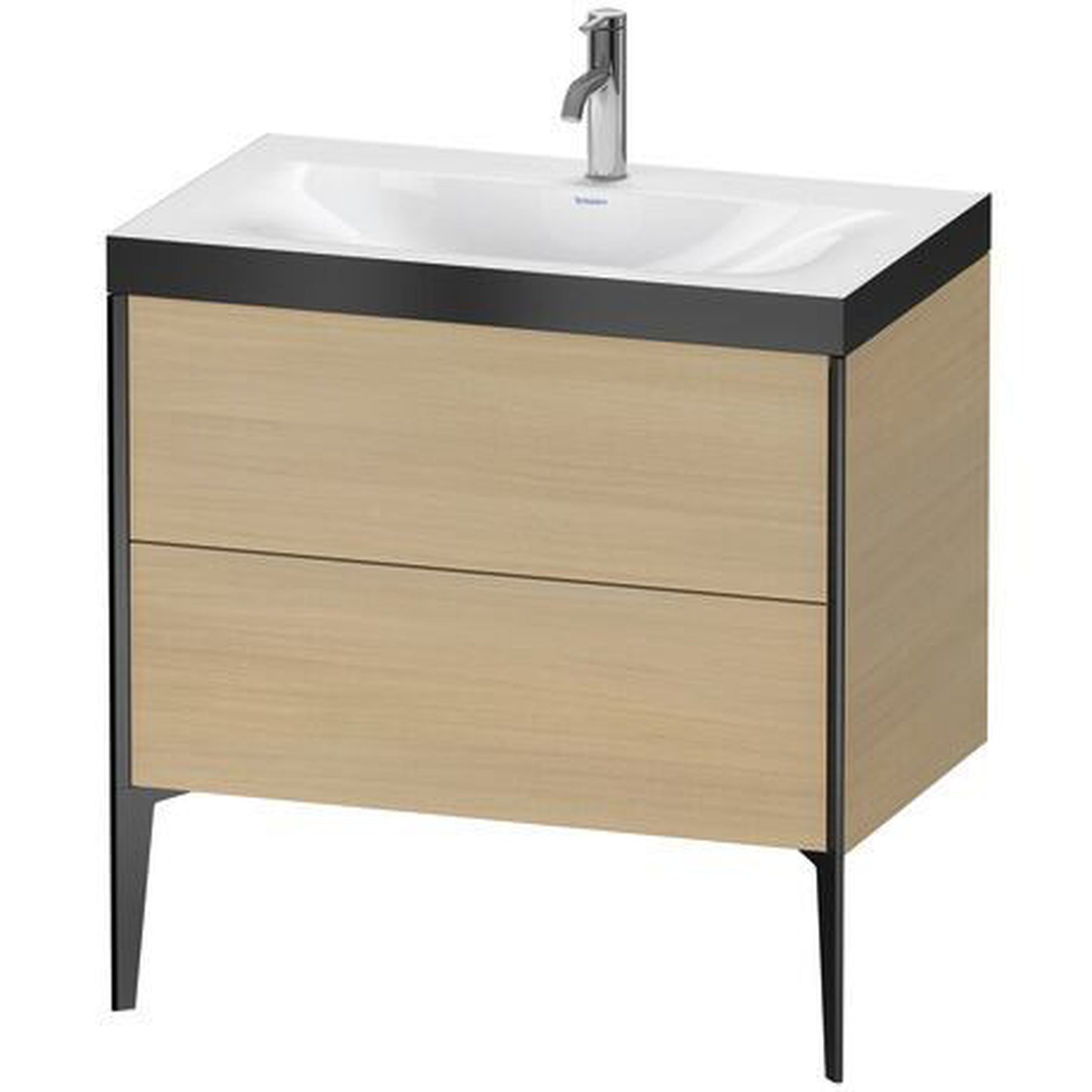 Duravit XViu 31" x 31" x 19" Two Drawer C-Bonded Floorstanding Vanity Kit With One Tap Hole, Mediterranean Oak (XV4710OB271P)