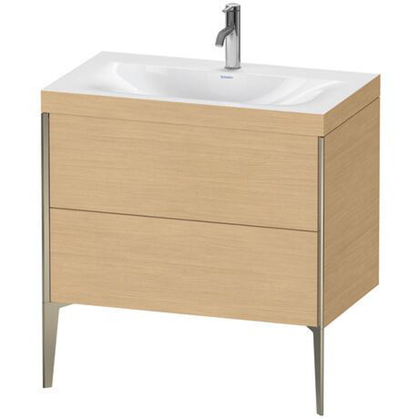 Duravit XViu 31" x 31" x 19" Two Drawer C-Bonded Floorstanding Vanity Kit With One Tap Hole, Natural Oak (XV4710OB130C)