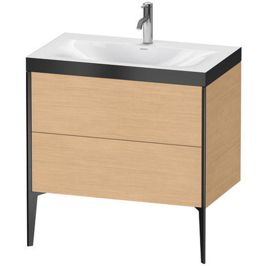 Duravit XViu 31" x 31" x 19" Two Drawer C-Bonded Floorstanding Vanity Kit With One Tap Hole, Natural Oak (XV4710OB230P)
