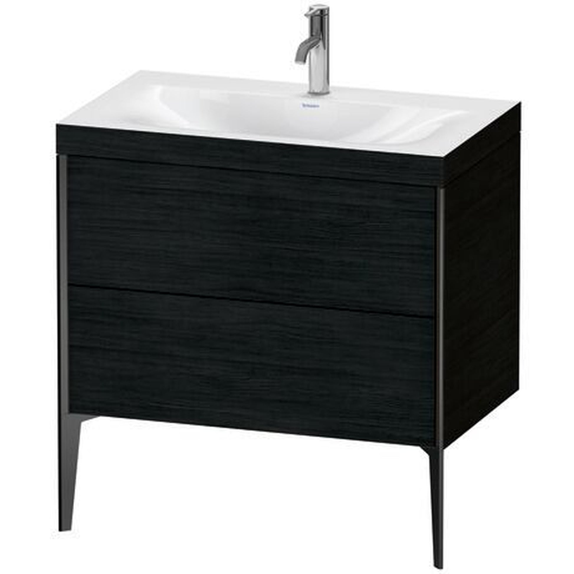 Duravit XViu 31" x 31" x 19" Two Drawer C-Bonded Floorstanding Vanity Kit With One Tap Hole, Oak Black (XV4710OB216C)