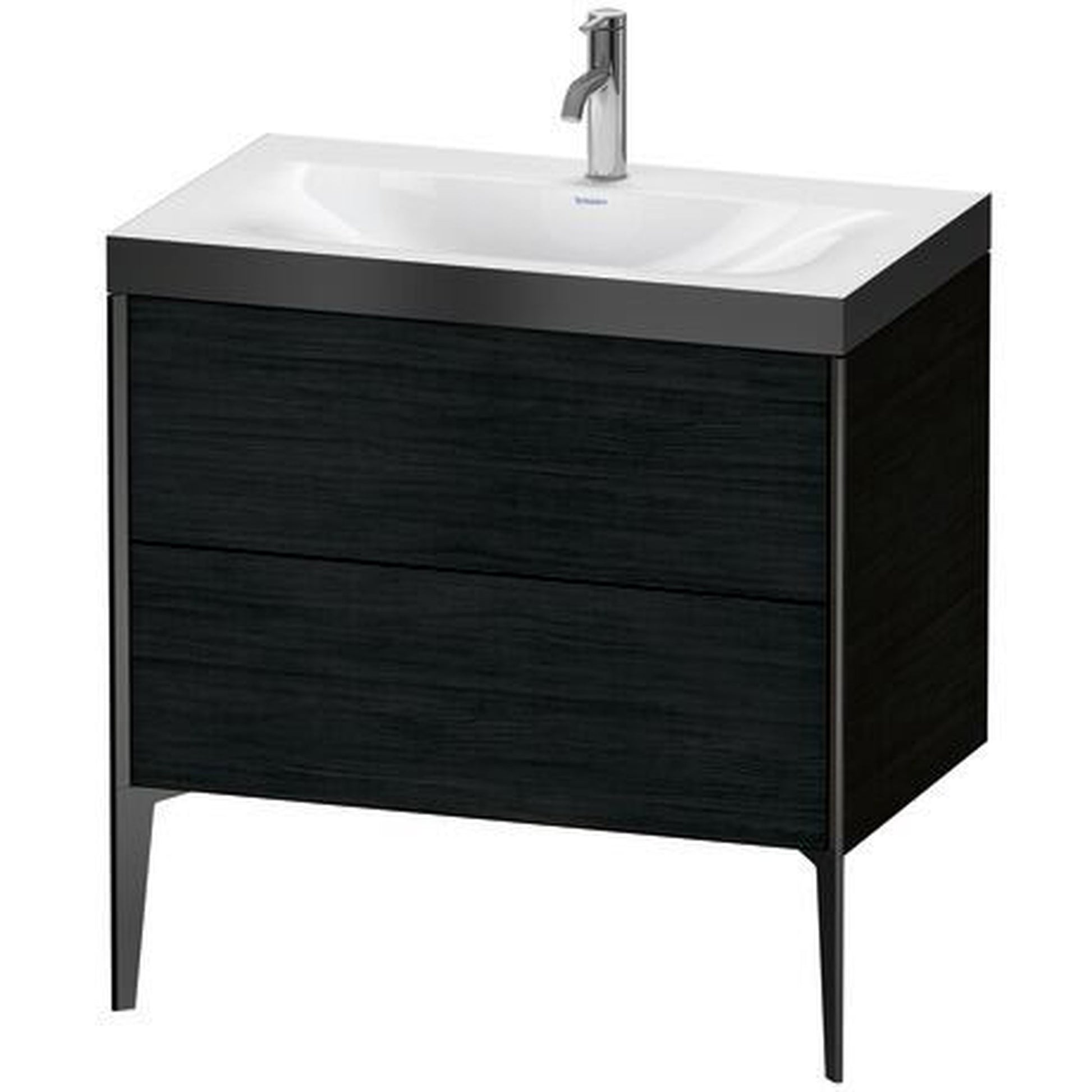 Duravit XViu 31" x 31" x 19" Two Drawer C-Bonded Floorstanding Vanity Kit With One Tap Hole, Oak Black (XV4710OB216P)
