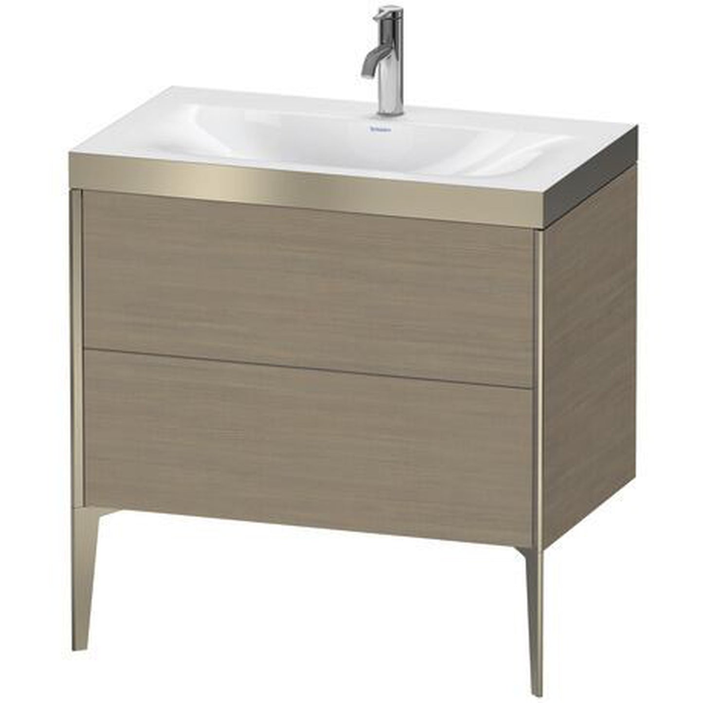 Duravit XViu 31" x 31" x 19" Two Drawer C-Bonded Floorstanding Vanity Kit With One Tap Hole, Oak Terra (XV4710OB135P)