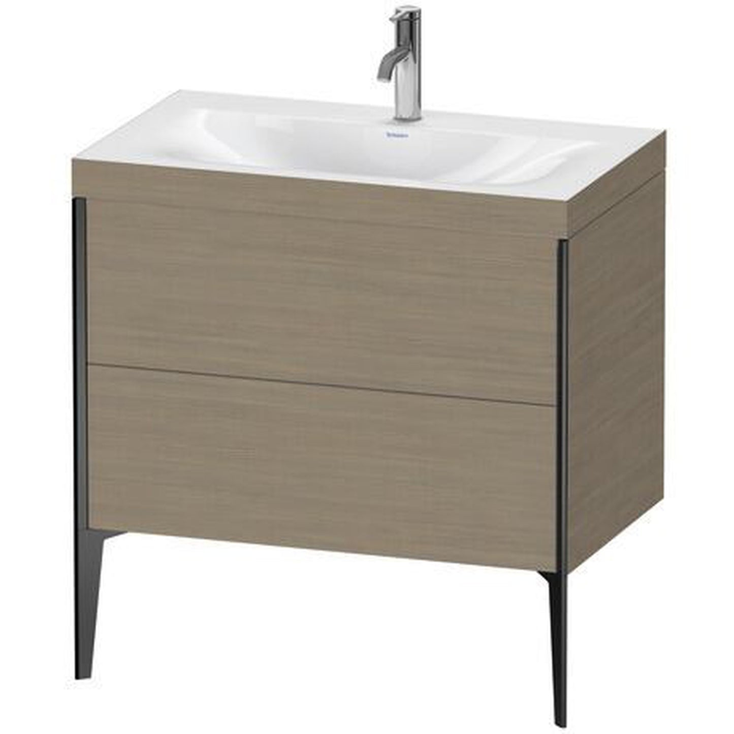 Duravit XViu 31" x 31" x 19" Two Drawer C-Bonded Floorstanding Vanity Kit With One Tap Hole, Oak Terra (XV4710OB235C)