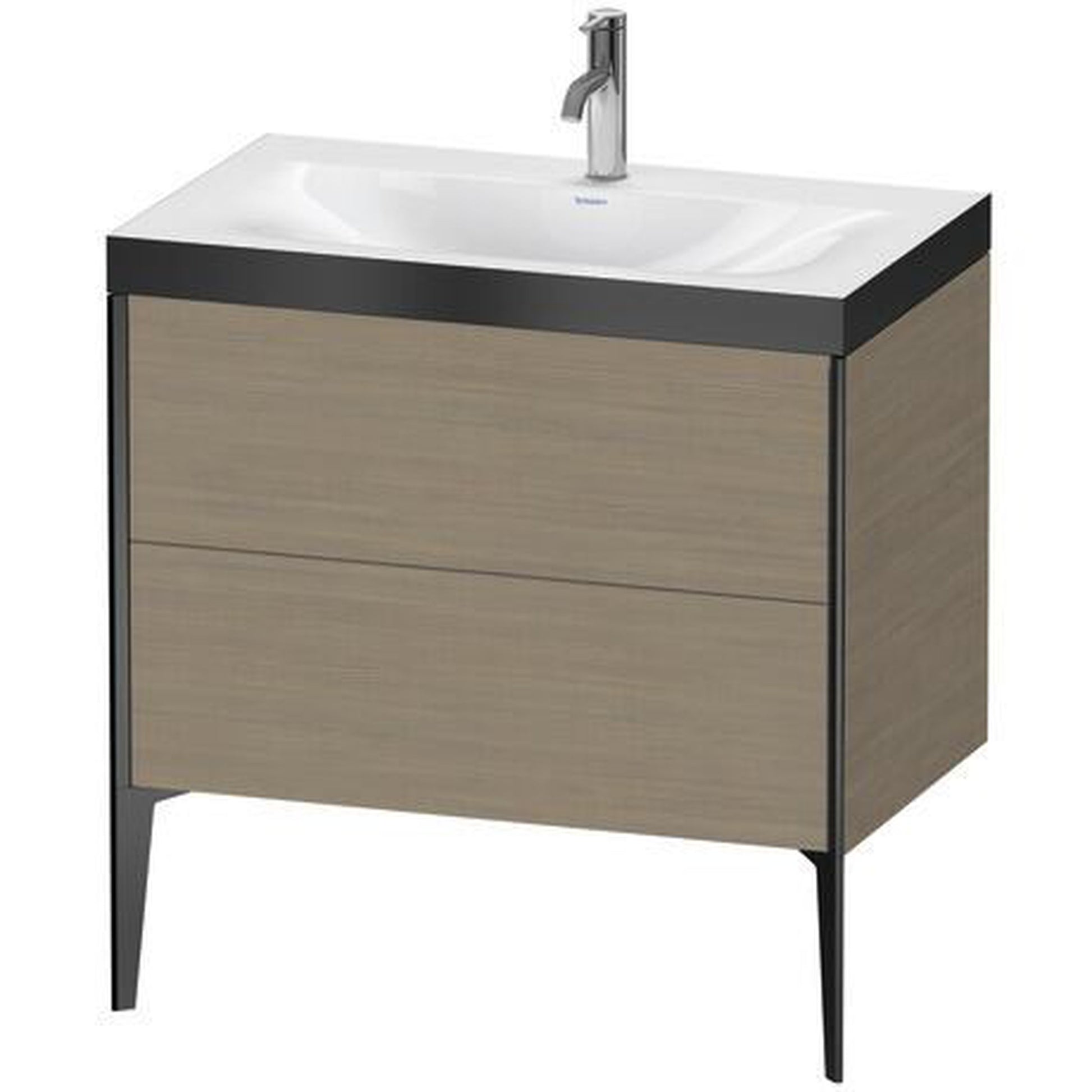 Duravit XViu 31" x 31" x 19" Two Drawer C-Bonded Floorstanding Vanity Kit With One Tap Hole, Oak Terra (XV4710OB235P)