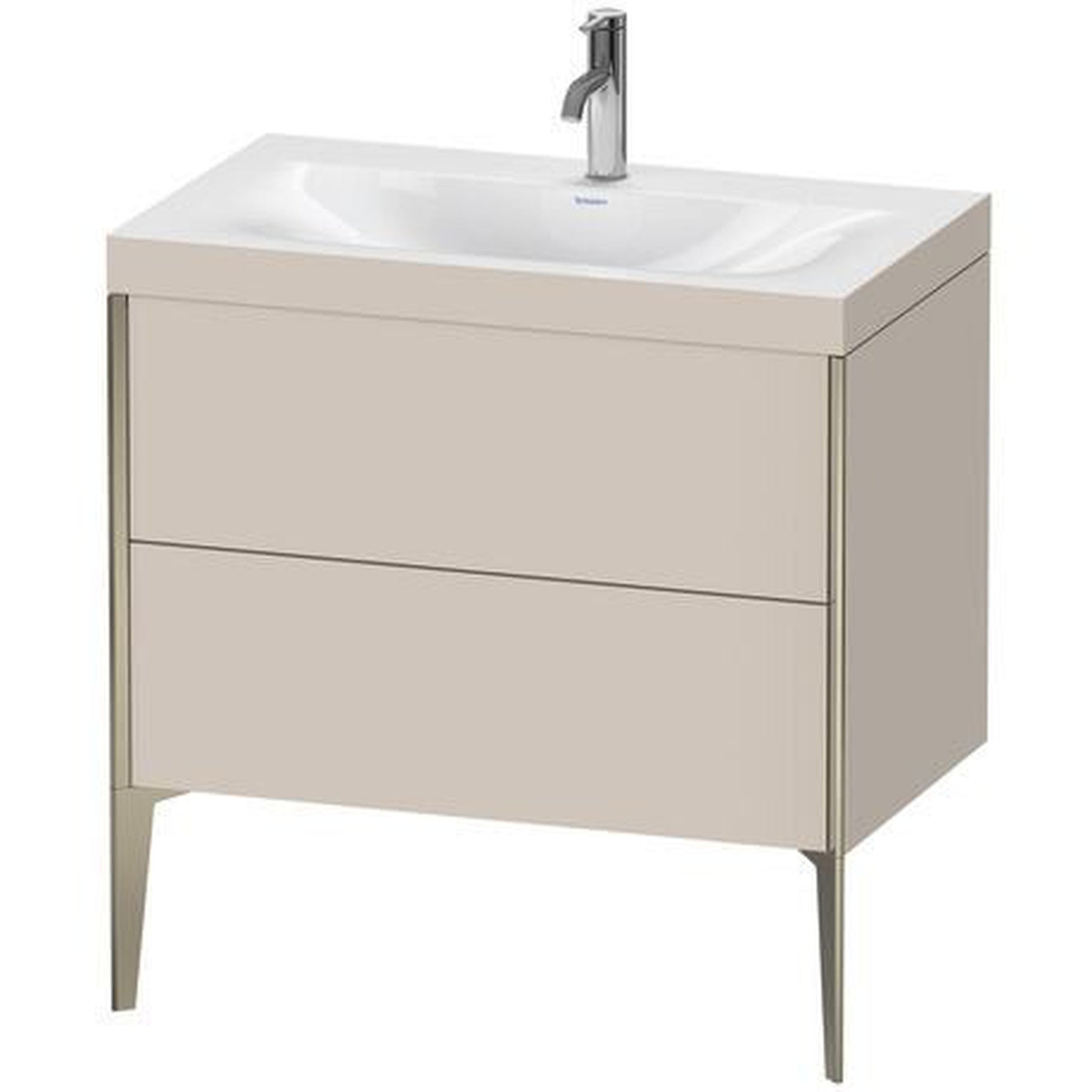 Duravit XViu 31" x 31" x 19" Two Drawer C-Bonded Floorstanding Vanity Kit With One Tap Hole, Taupe (XV4710OB191C)