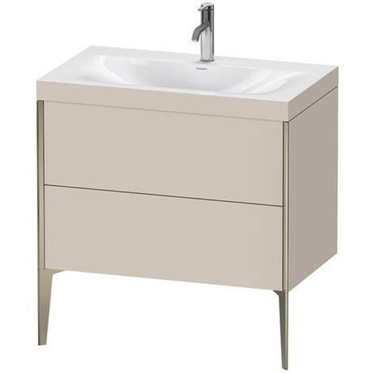 Duravit XViu 31" x 31" x 19" Two Drawer C-Bonded Floorstanding Vanity Kit With One Tap Hole, Taupe (XV4710OB191C)