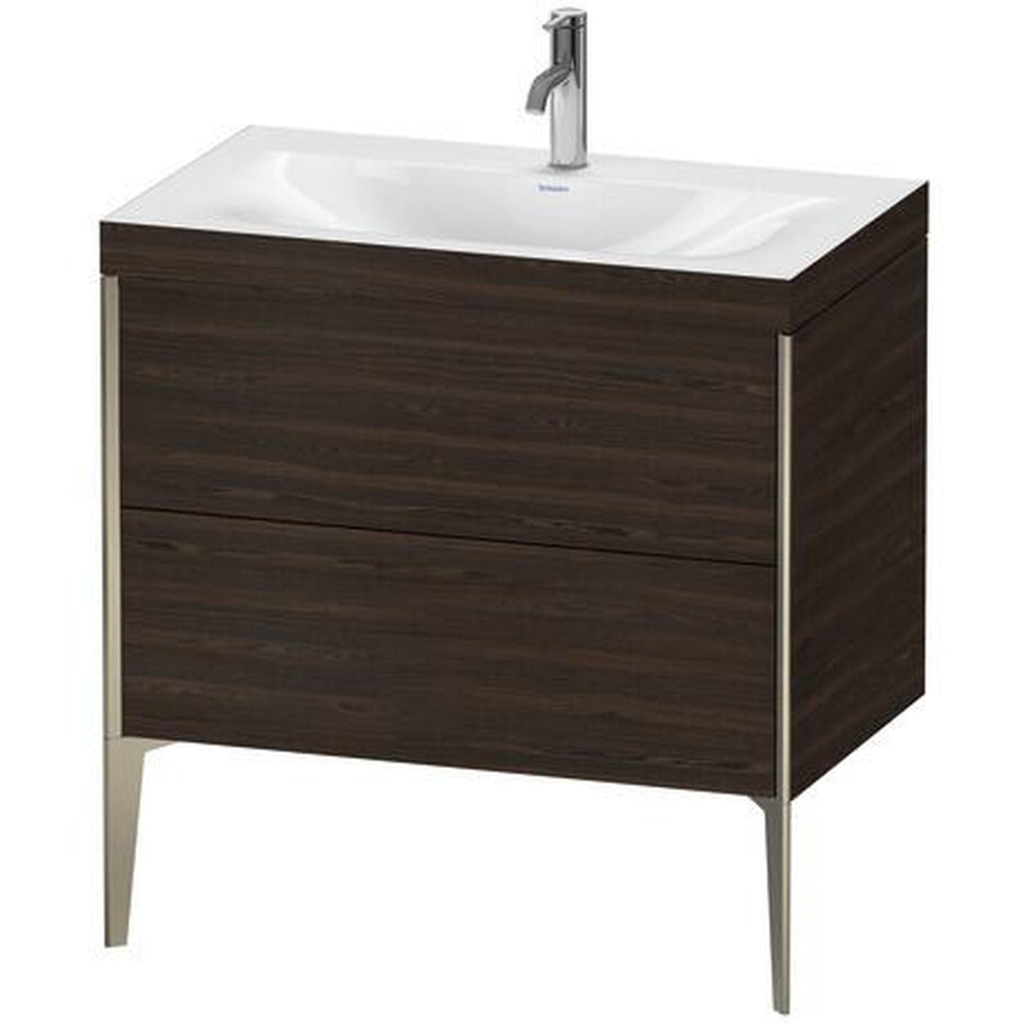 Duravit XViu 31" x 31" x 19" Two Drawer C-Bonded Floorstanding Vanity Kit With One Tap Hole, Walnut Brushed (XV4710OB169C)