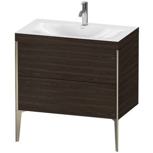 Duravit XViu 31" x 31" x 19" Two Drawer C-Bonded Floorstanding Vanity Kit With One Tap Hole, Walnut Brushed (XV4710OB169C)
