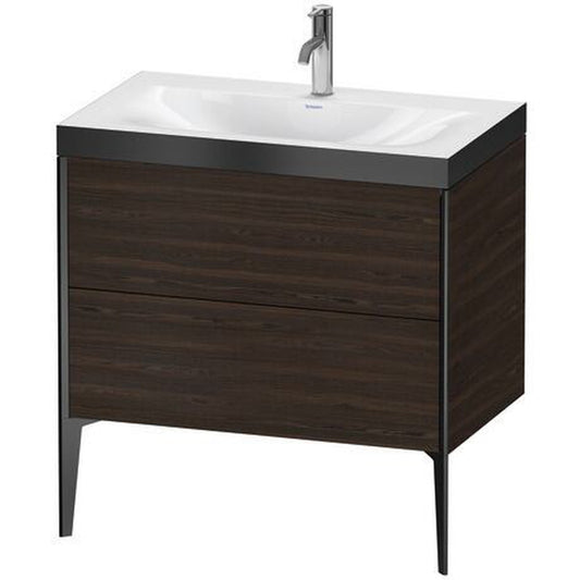 Duravit XViu 31" x 31" x 19" Two Drawer C-Bonded Floorstanding Vanity Kit With One Tap Hole, Walnut Brushed (XV4710OB269P)