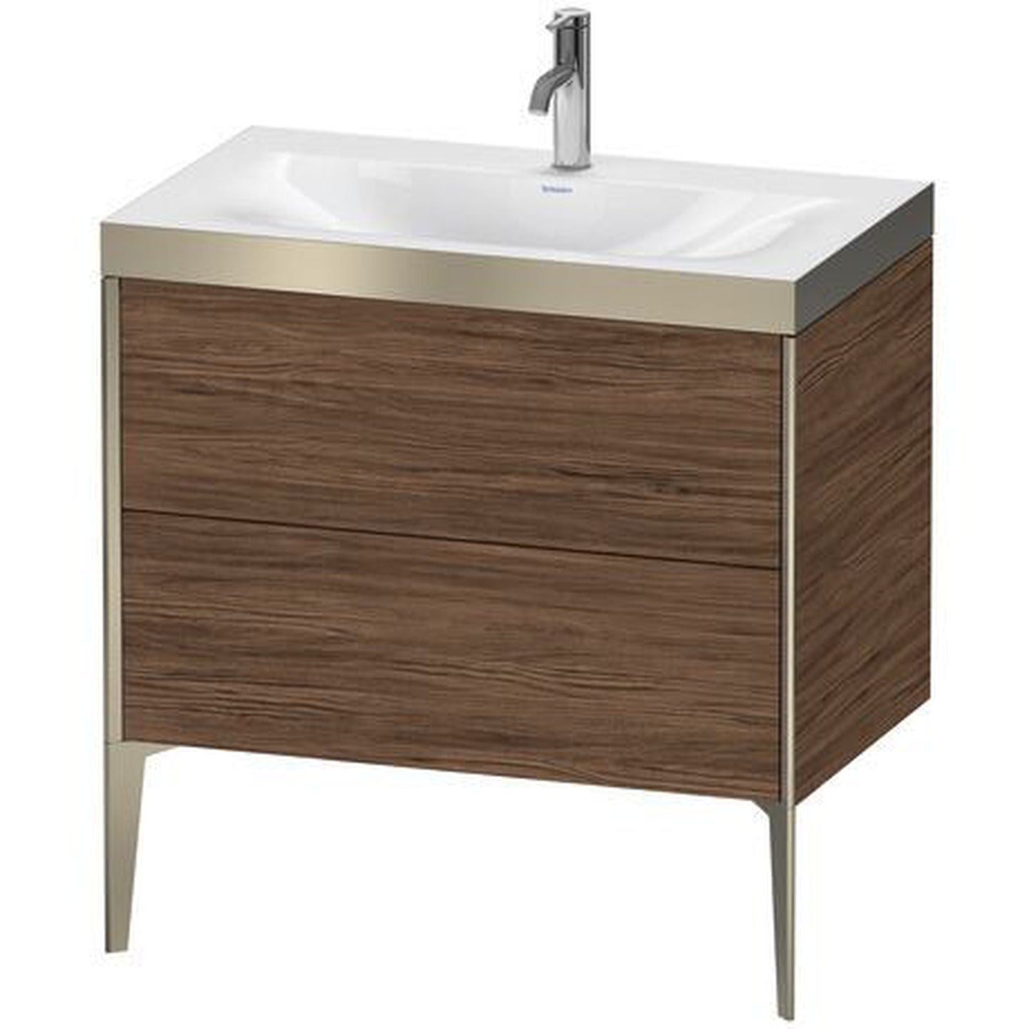 Duravit XViu 31" x 31" x 19" Two Drawer C-Bonded Floorstanding Vanity Kit With One Tap Hole, Walnut Dark (XV4710OB121P)